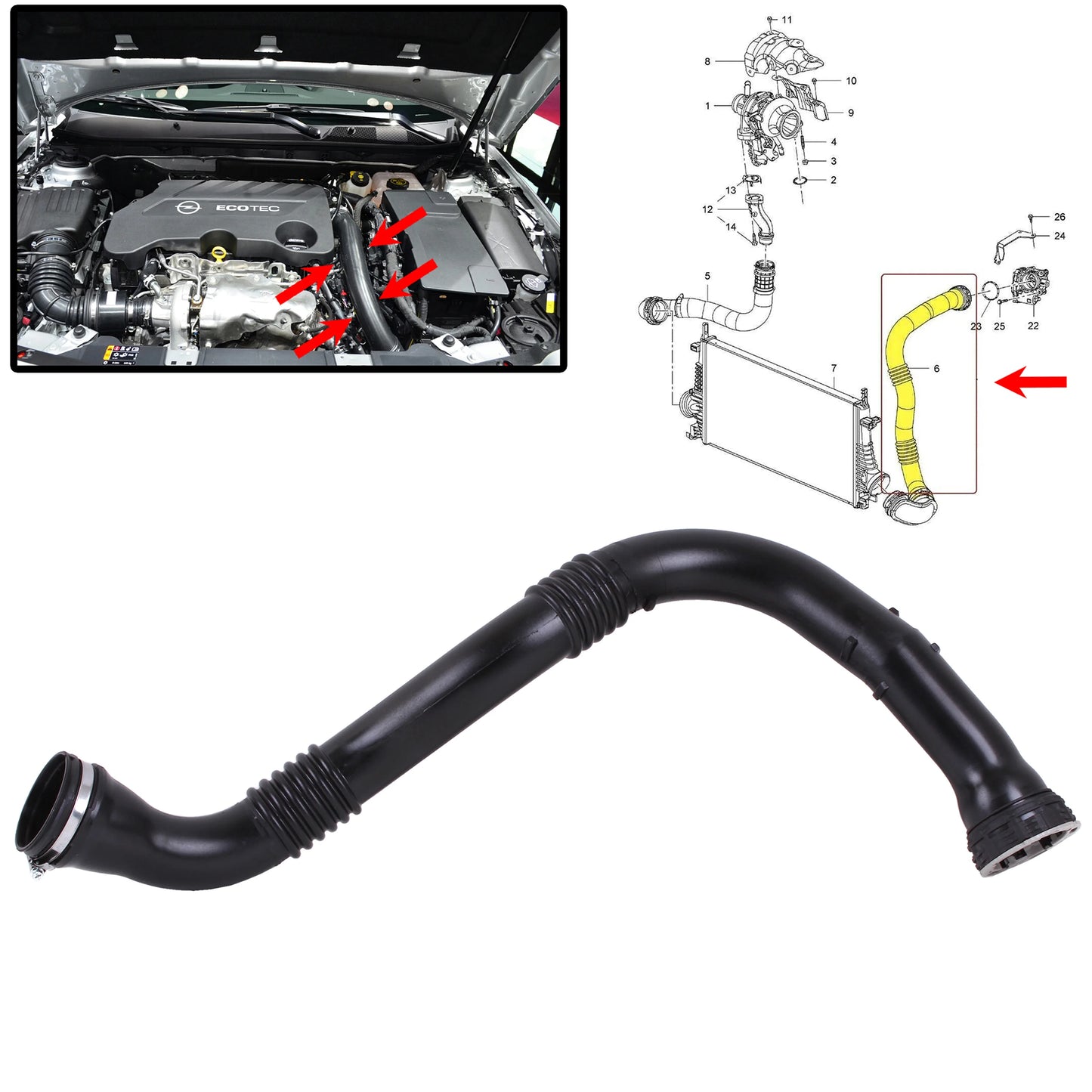 Intercooler Hose for Vauxhall Insignia 1.6 CDTi 15-17 | B16DTH B16DTJ | 13419442