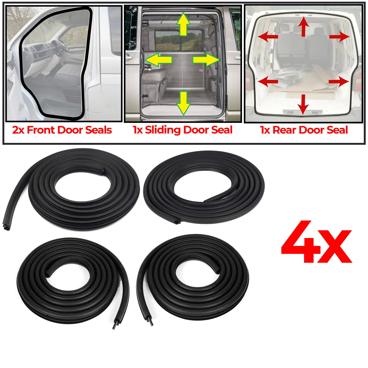 4 Pieces Door Seal Kit for Trafic Vivaro Primastar Barn Door Models (2001-2014) - BUYDAY - Door Seal Kits for Renault Vehi...