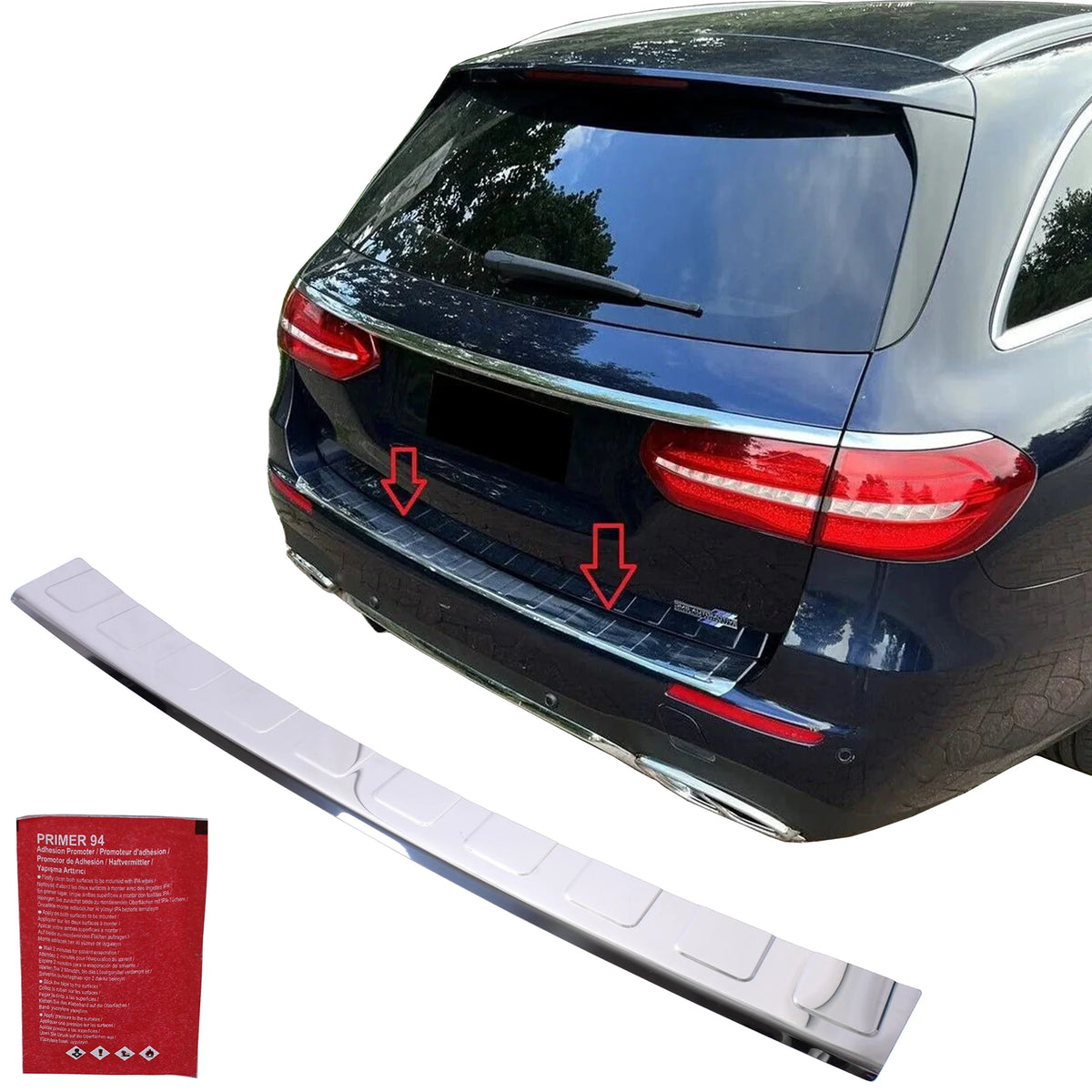 Rear Bumper Protector Chrome S.Steel for Mercedes E Class S213 T-Model 16-On - BUYDAY - Rear Bumper Protectors