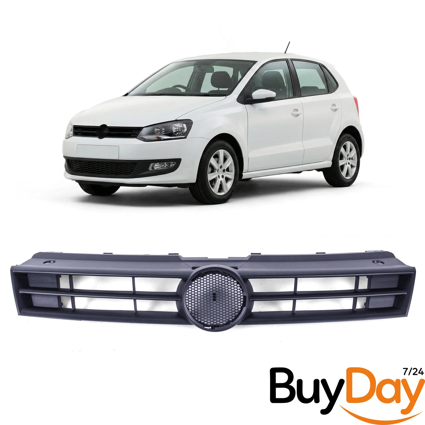 Front Upper Main Grille Black For VW Polo 2009-2014 6R0853651G