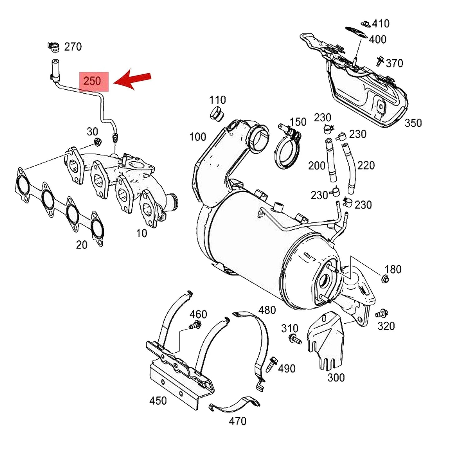 Exhaust Pressure Sensor Pipe for Mercedes-Benz A-Class 223211870R (N-Piece)