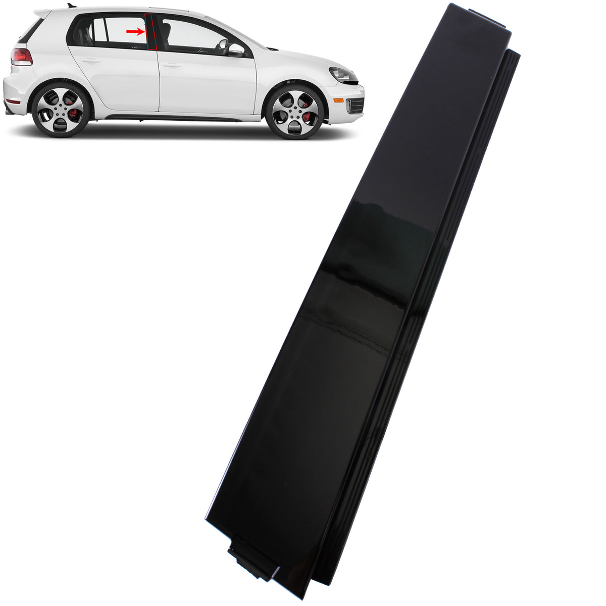 Rear Right B-Pillar Trim Cover Panel Black for VW Golf MK6 5K6839902B (09-13) - Detail View - BUYDAY