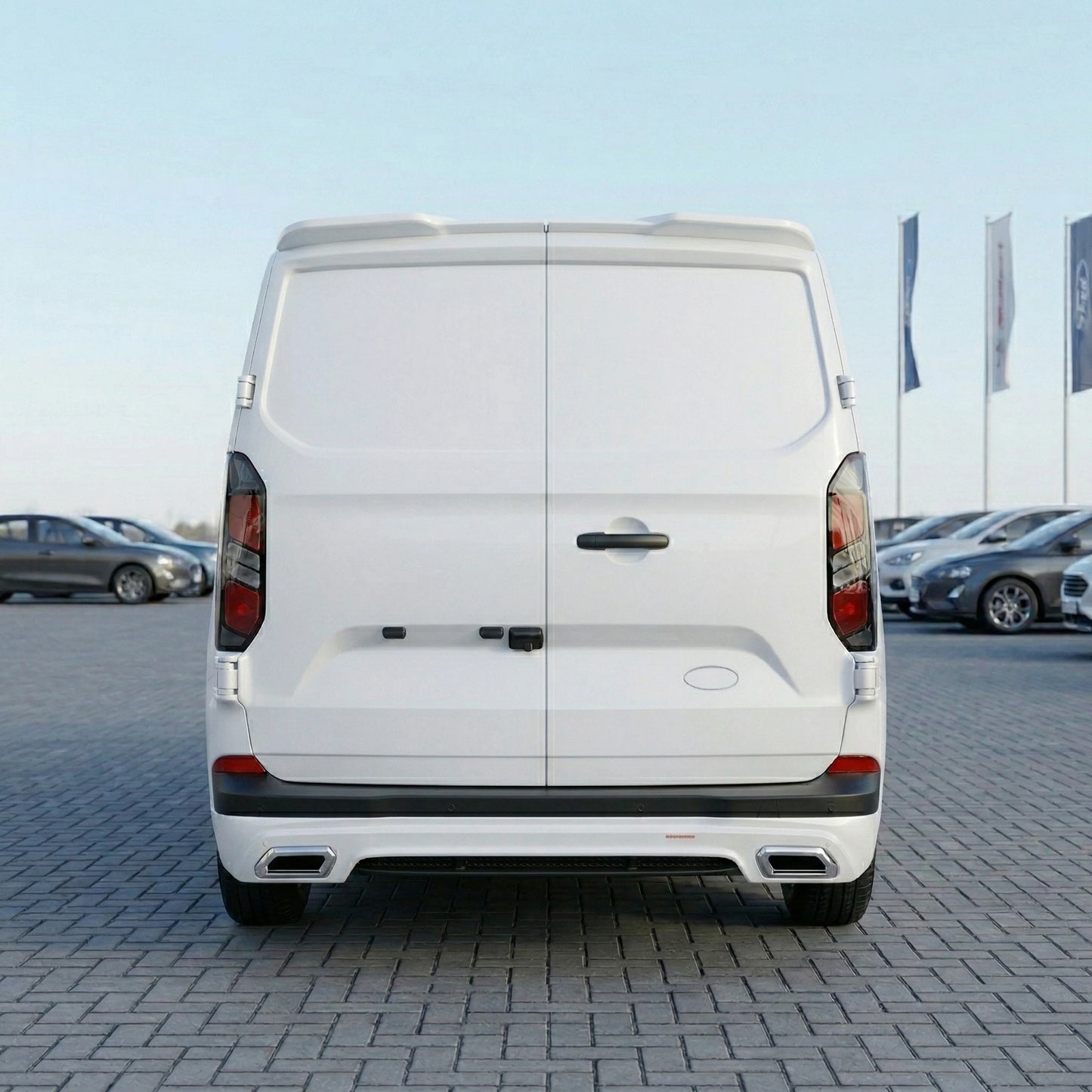 Rear Spoiler Barn Door Painted Frozen White for Ford Transit Custom (2024+ON)