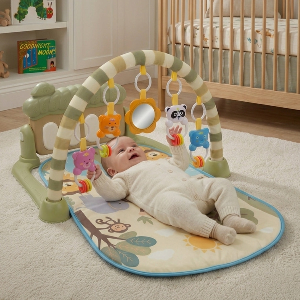 Gym Play Mat Baby Newborn Kid Green Fitness Music Lay Fun Piano Music Kid Gift - Detail View - BUYDAY