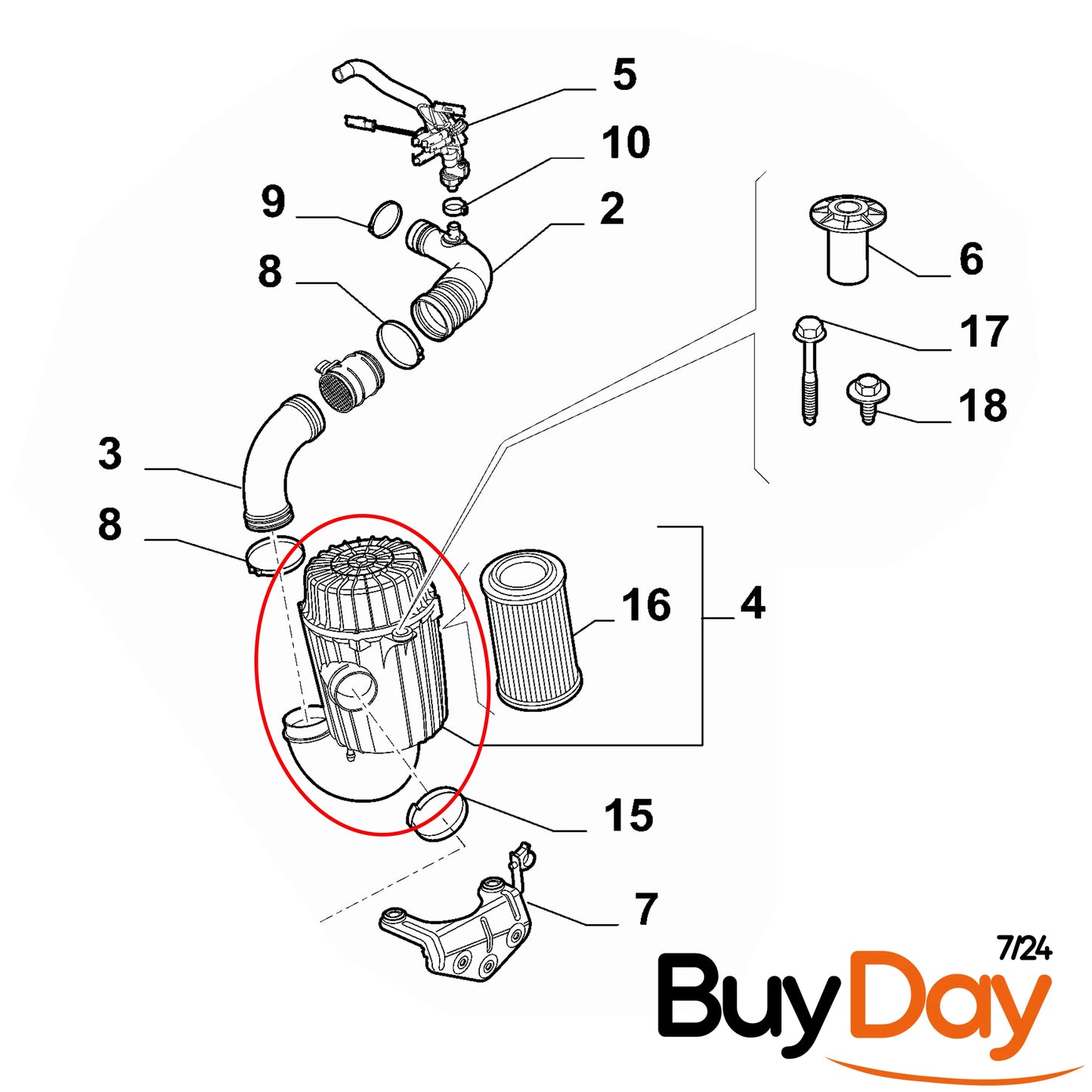 buyday Engine Air Filter Box Housing Assembly