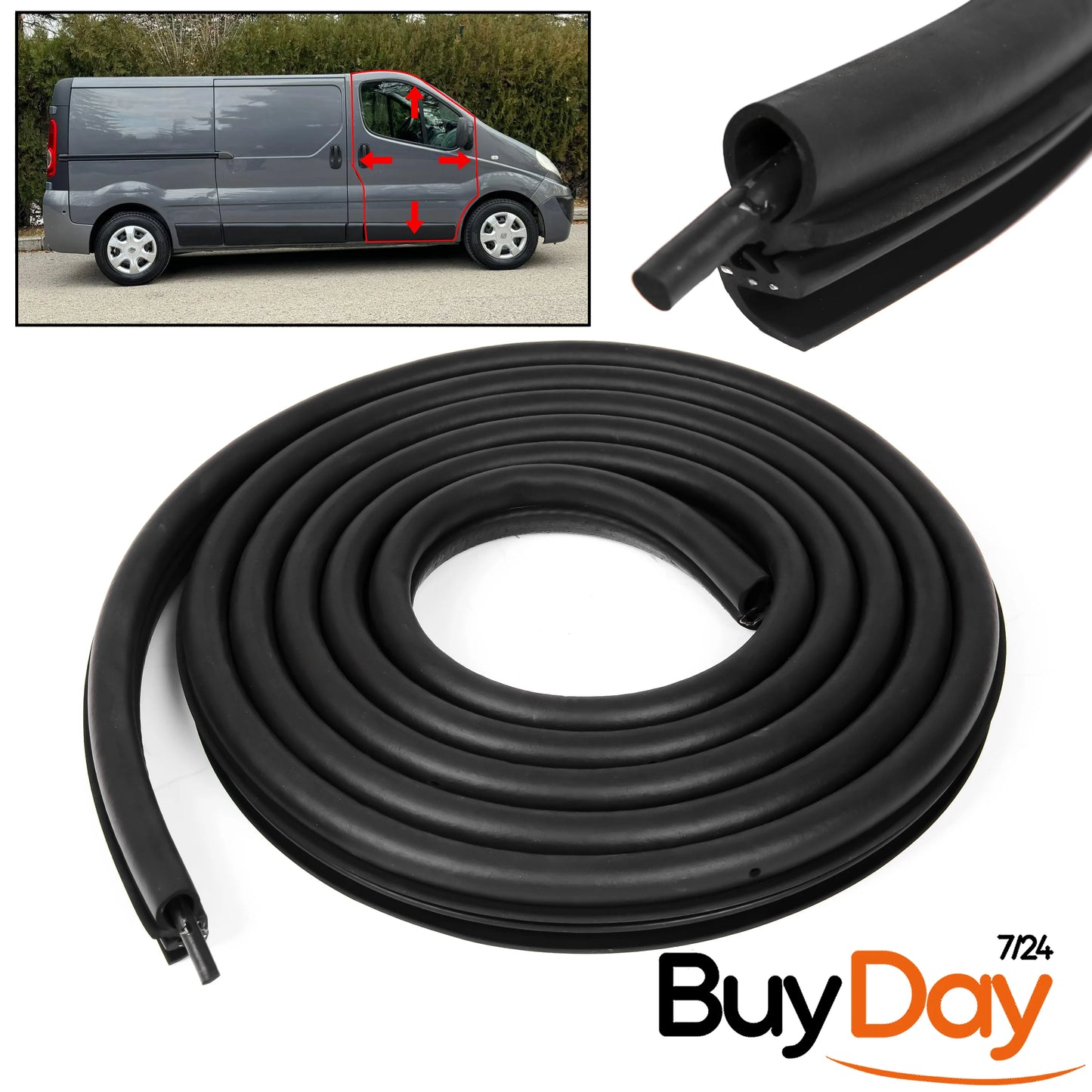 Front Door Rubber Seal Weatherstrip Compatible With Trafic Vivaro (2001-2014)