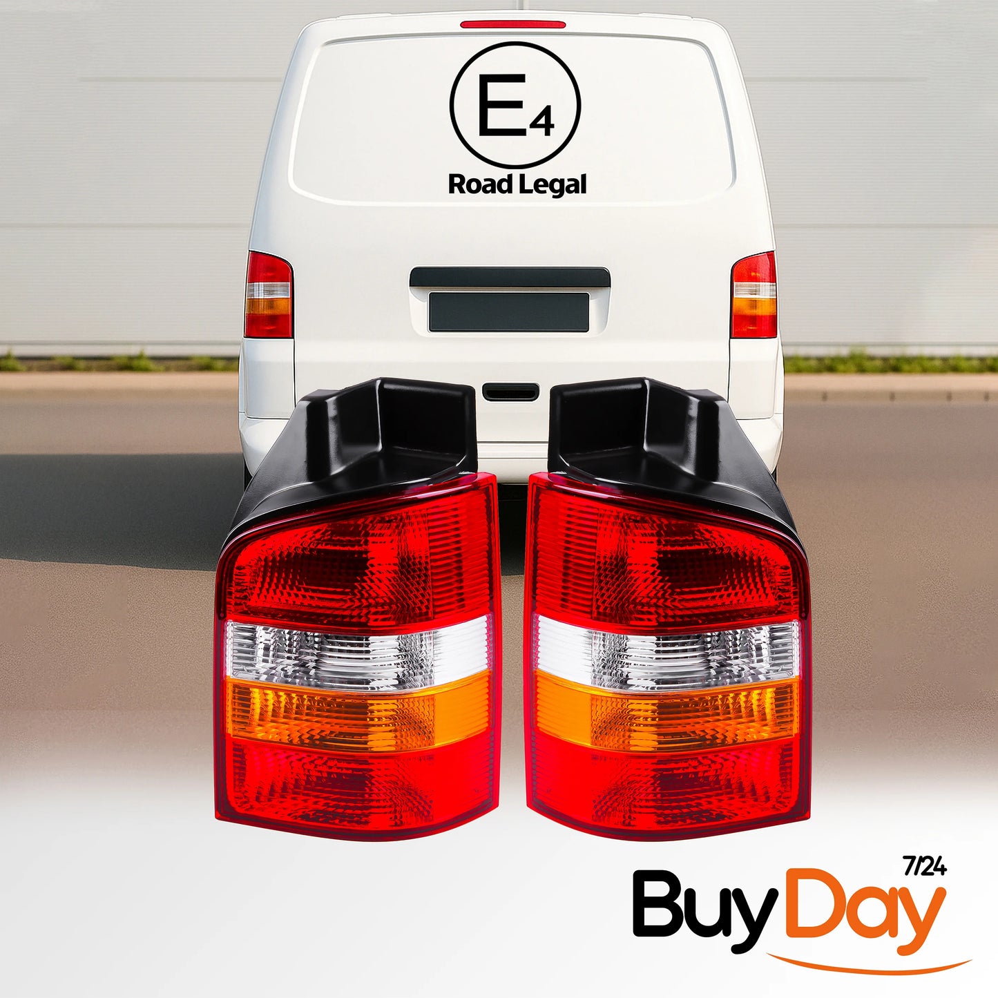 clickmax 2 Piece Set Rear Tail Light Lamp Cluster (Left & Right Pair), O/S & N/S, for Single Lift-Up Tailgate Models, Compatible with Transporter, Caravelle T5 2003-2009 (Pre-Facelift), 7H0945096A