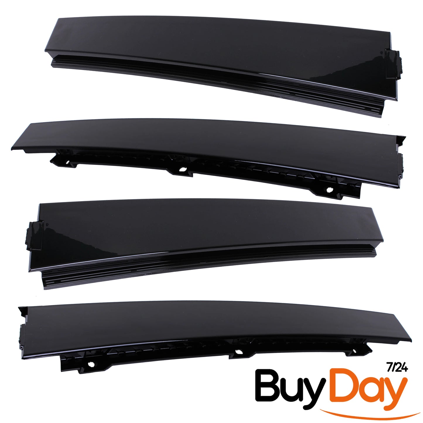 4 Piece Set B-Pillar Trim Cover Panels (Front & Rear, Left & Right), Exterior Door Pillar Blackout Glossy Finish, Fits 5-Door Golf MK6 Models 2009-2013, 5K4837902A