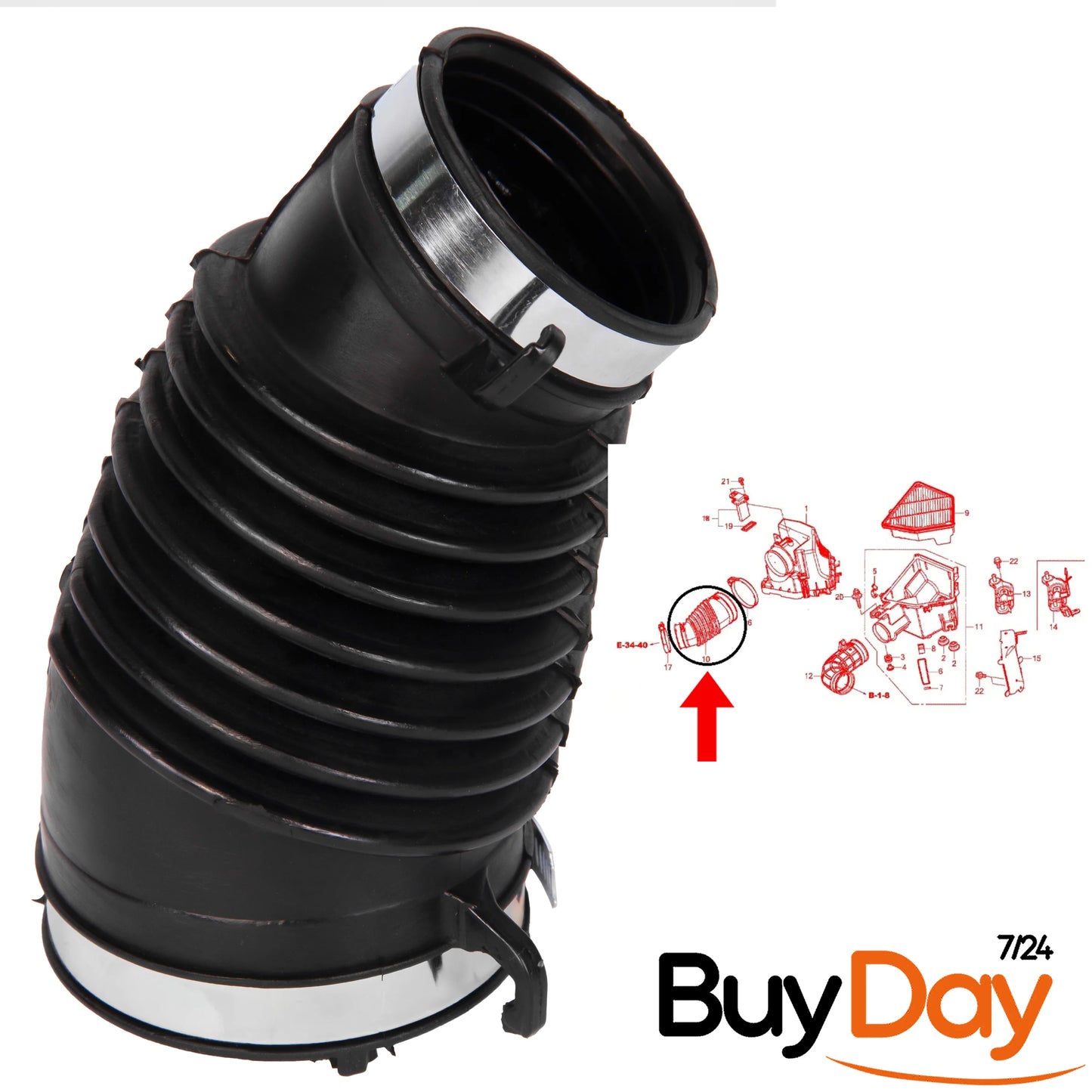 Air Filter Intake Hose Pipe with 2 Clamps, Engine Air Cleaner Tube, Compatible with CR-V 1.6L Diesel SUV Models 2013-2018, 17228R5ZG01, 17228R5ZG02