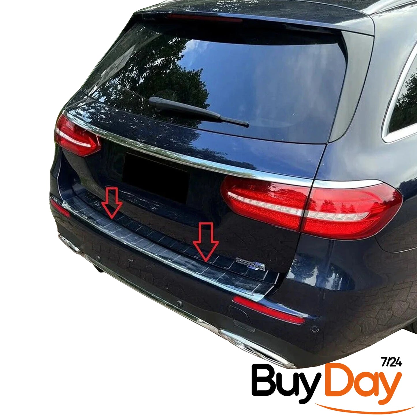 clickmax Rear Bumper Protector Sill Cover, Chrome Finish Stainless Steel Scuff Guard, Car Accessories for E-Class T-Model (S213 Estate) Models 2016-Onwards