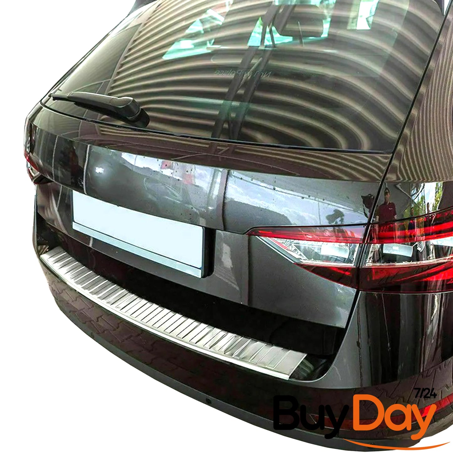 clickmax Rear Bumper Protector Sill Cover, Chrome Finish Polished Stainless Steel Scuff Guard, Car Accessories for Superb Kombi (Estate) Models 2015-Onwards