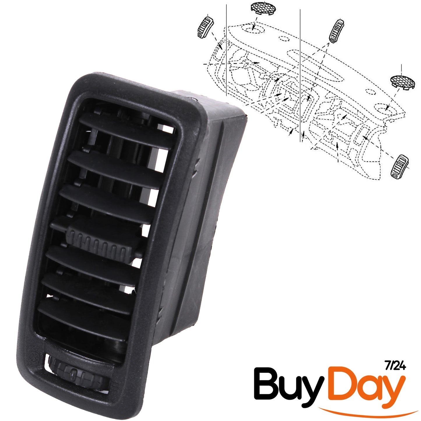 Interior Dashboard Air Vent Grille, Dash Heater Vent Outlet Panel, Compatible with Trafic II, Vivaro A & Primastar (X83) Van MPV Models 2001-2014, 7701054458, 93160688