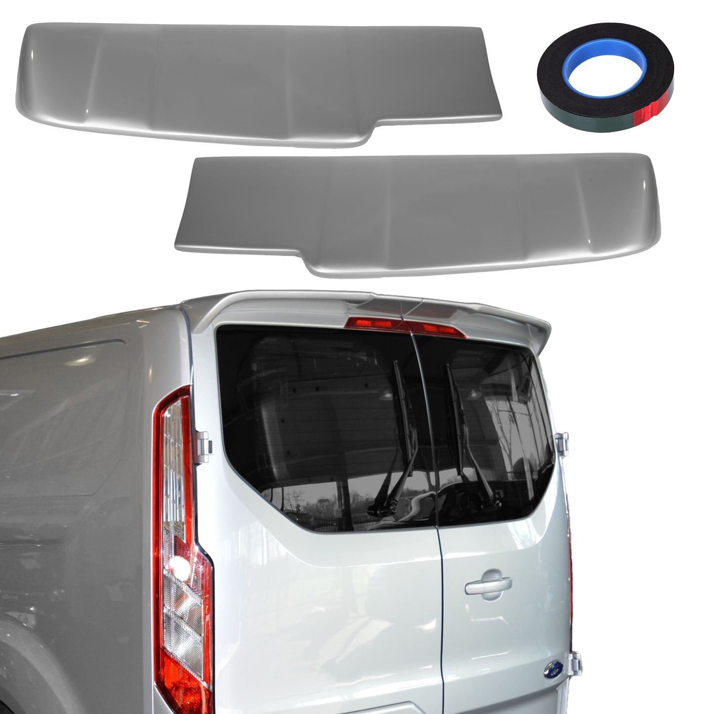 Rear Spoiler Painted Moondust Silver Barn Door for Ford Transit Custom (13-24)
