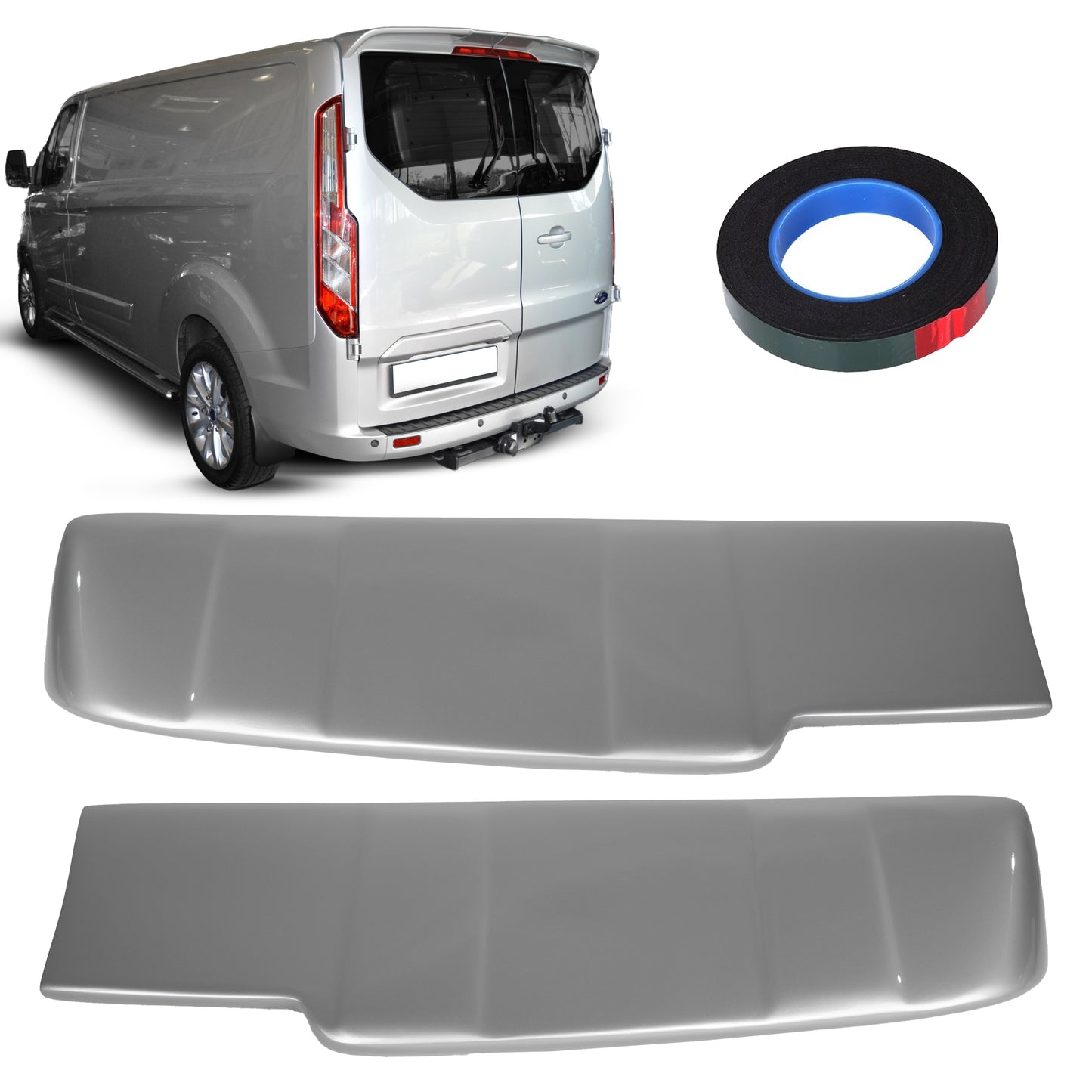 Rear Spoiler Painted Moondust Silver Barn Door for Ford Transit Custom (13-24)