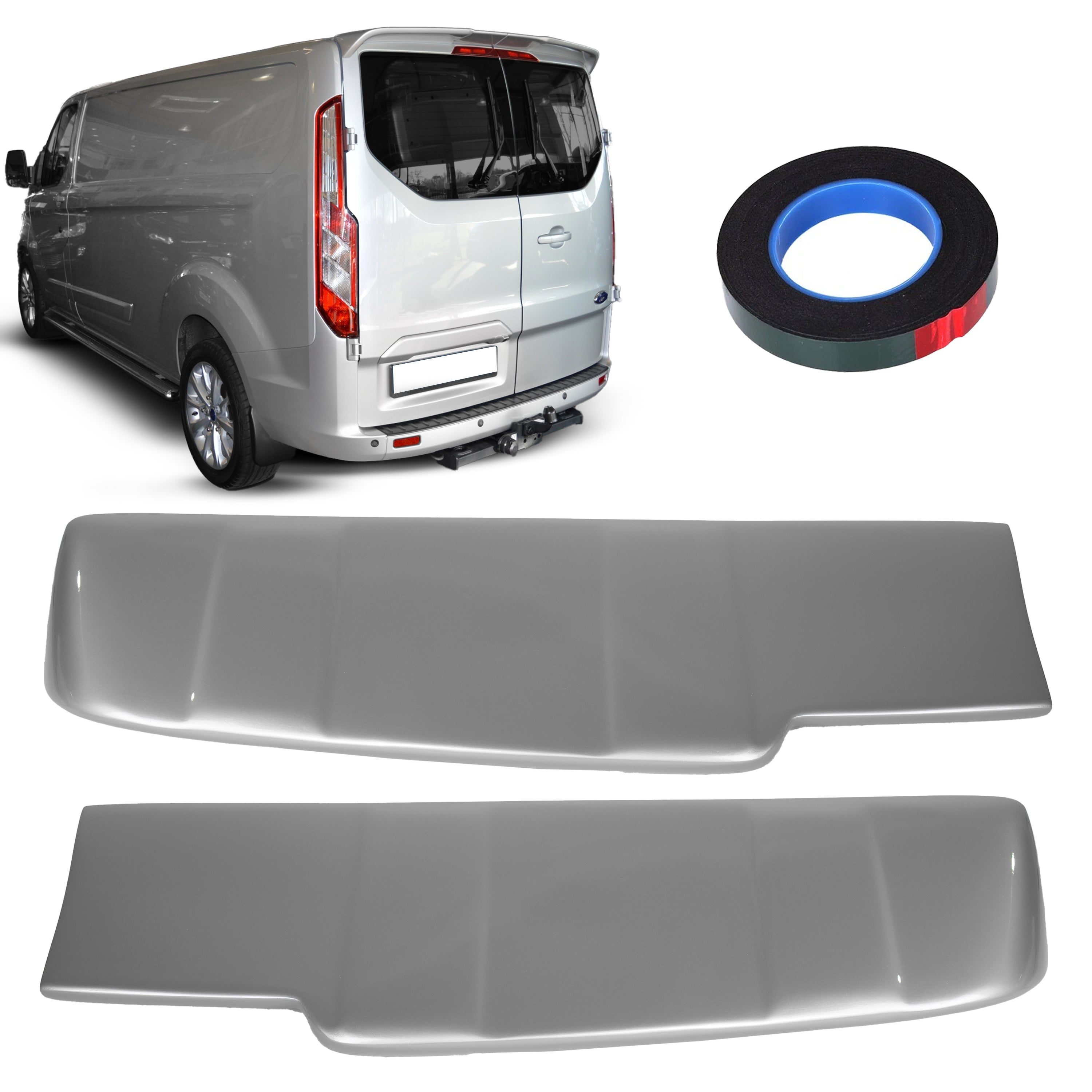 Rear Spoiler Painted Moondust Silver Barn Door for Ford Transit Custom (13-24)