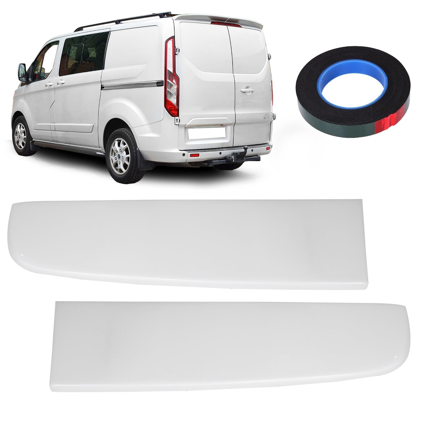 Rear Spoiler Barn Door Painted Frozen White for Ford Transit Custom (13-24)