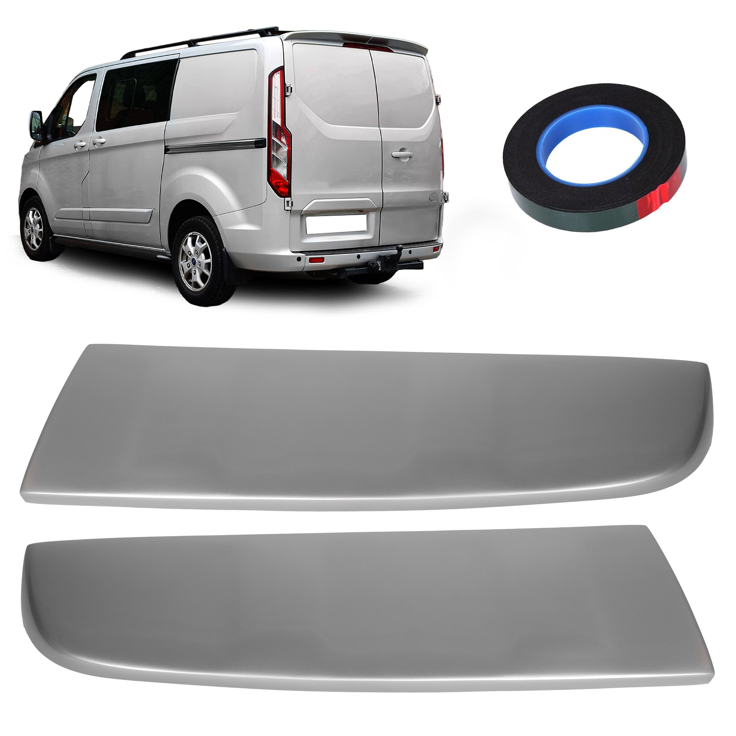 Rear Spoiler Barn Door Painted Moondust Silver for Ford Transit Custom 2013-2024