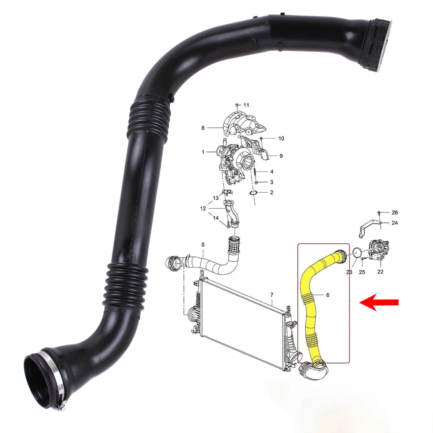 Turbo Intercooler Hose Pipe for Vauxhall Insignia 1.6 Cdti 120PS 136PS 1302288