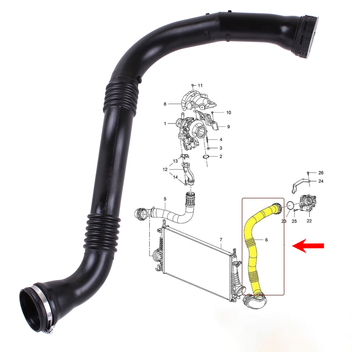 Turbo Intercooler Outlet Hose Pipe For Vauxhall Insignia 1.6 2.0 CDTi 13419441 - Detail View - BUYDAY