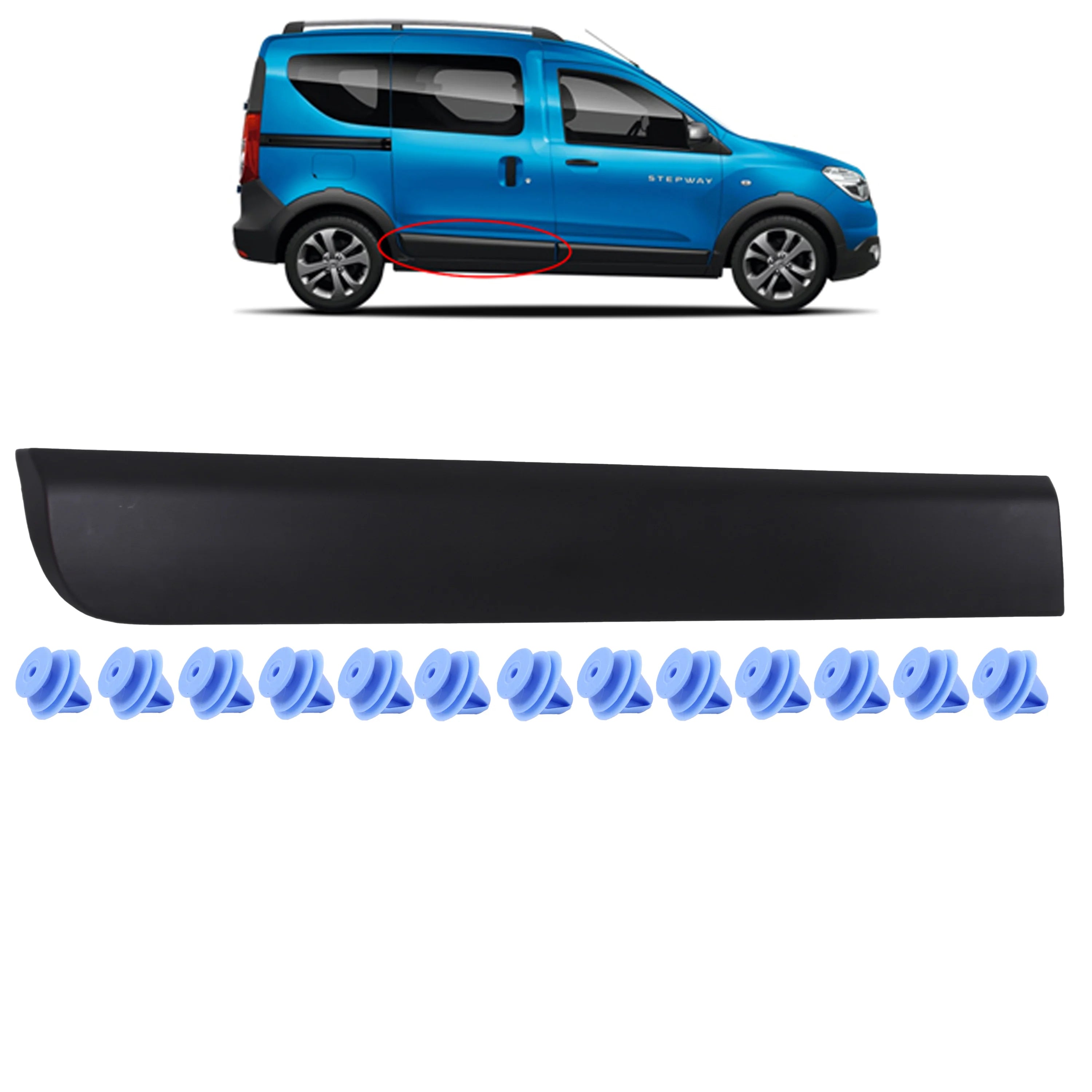 O/S Right Rear Sliding Door Rubbing Bump Strip for Dacia Dokker /Clips 828760894 - BUYDAY - Exterior Trim for Dokker Vans