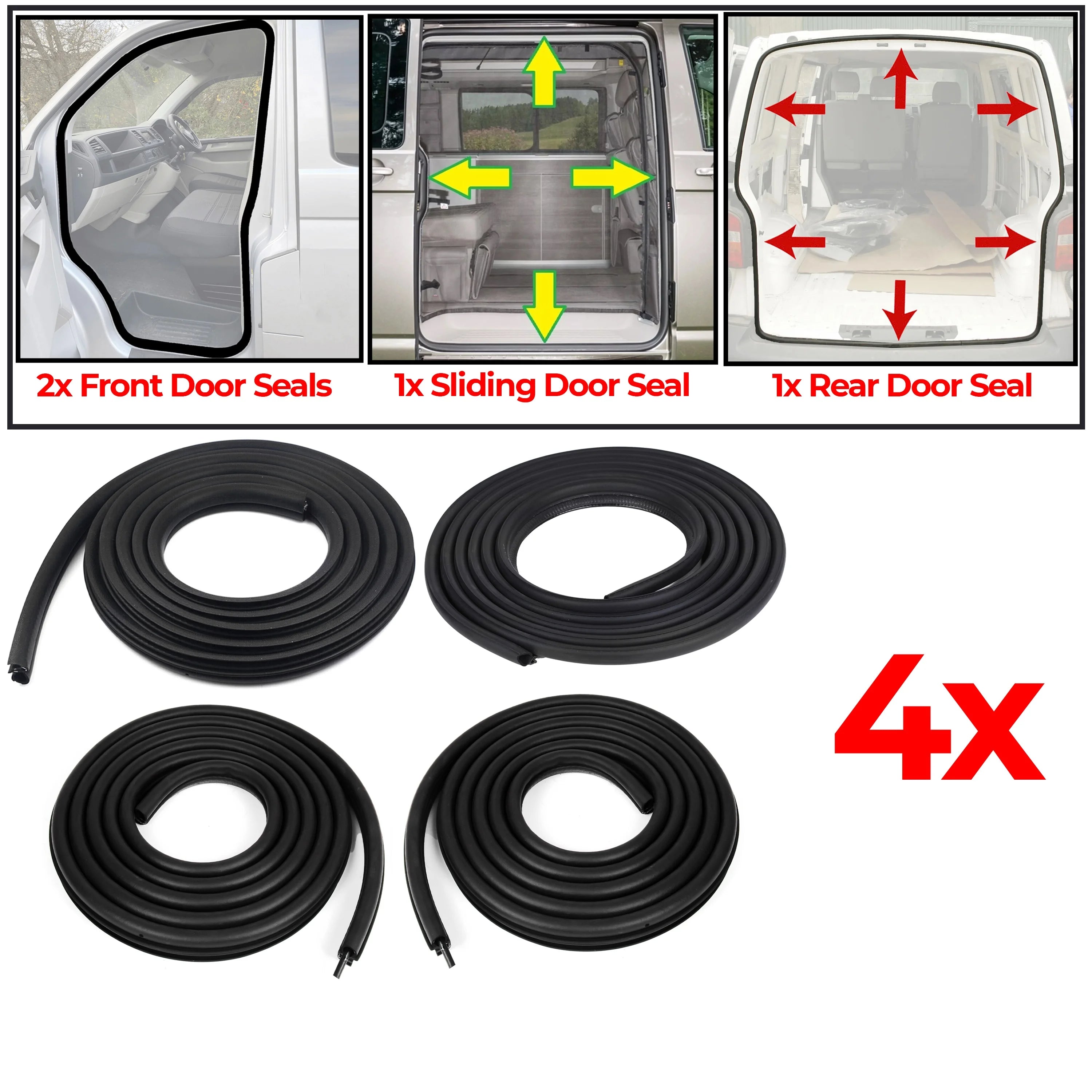 4 Pieces Door Seal Kit for Trafic Vivaro Primastar Barn Door Models (2001-2014)