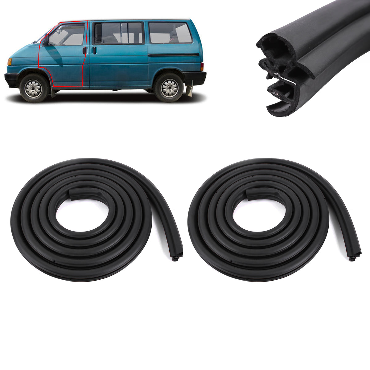 Front Door L/R Weatherstrip Rubber Seal for VW Transporter T4 7D0837911 (90-04) - Detail View - BUYDAY