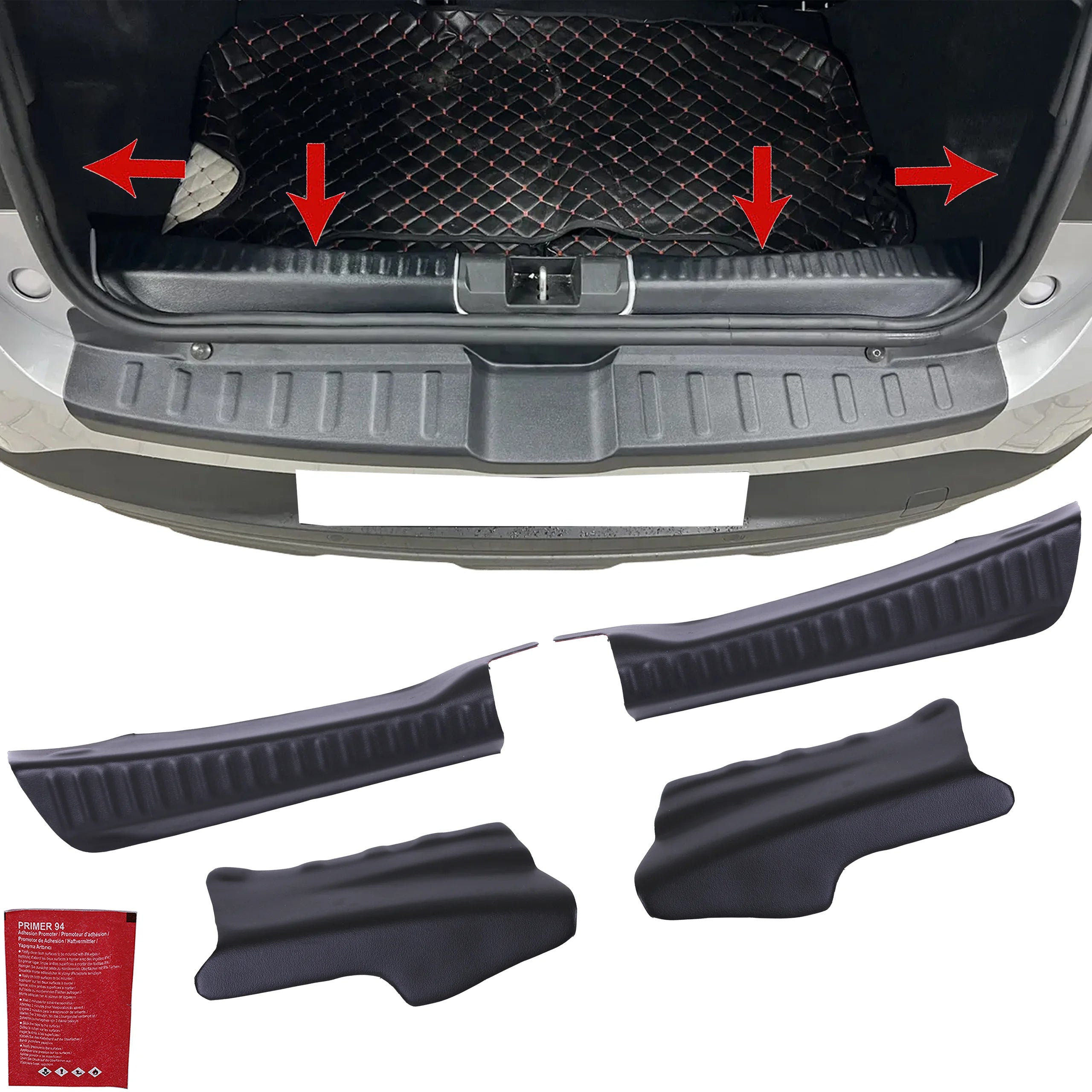 Luggage Protection Threshold Black ABS for Dacia Sandero 2021 Onwards (4-Piece) - BUYDAY - Rear Bumper and Door Protectors