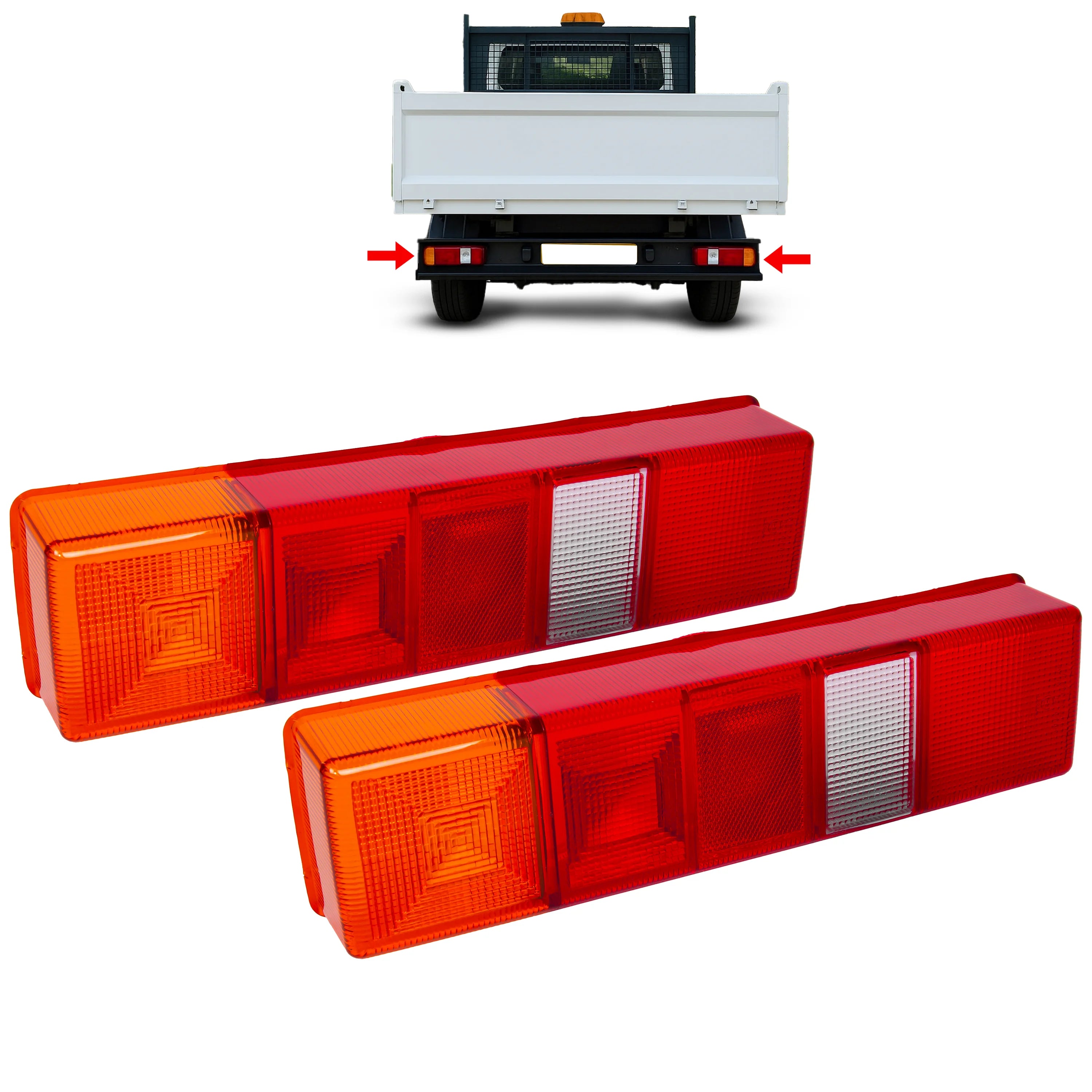Ford Transit Tipper Rear Light Lamp Lenses 2-Piece