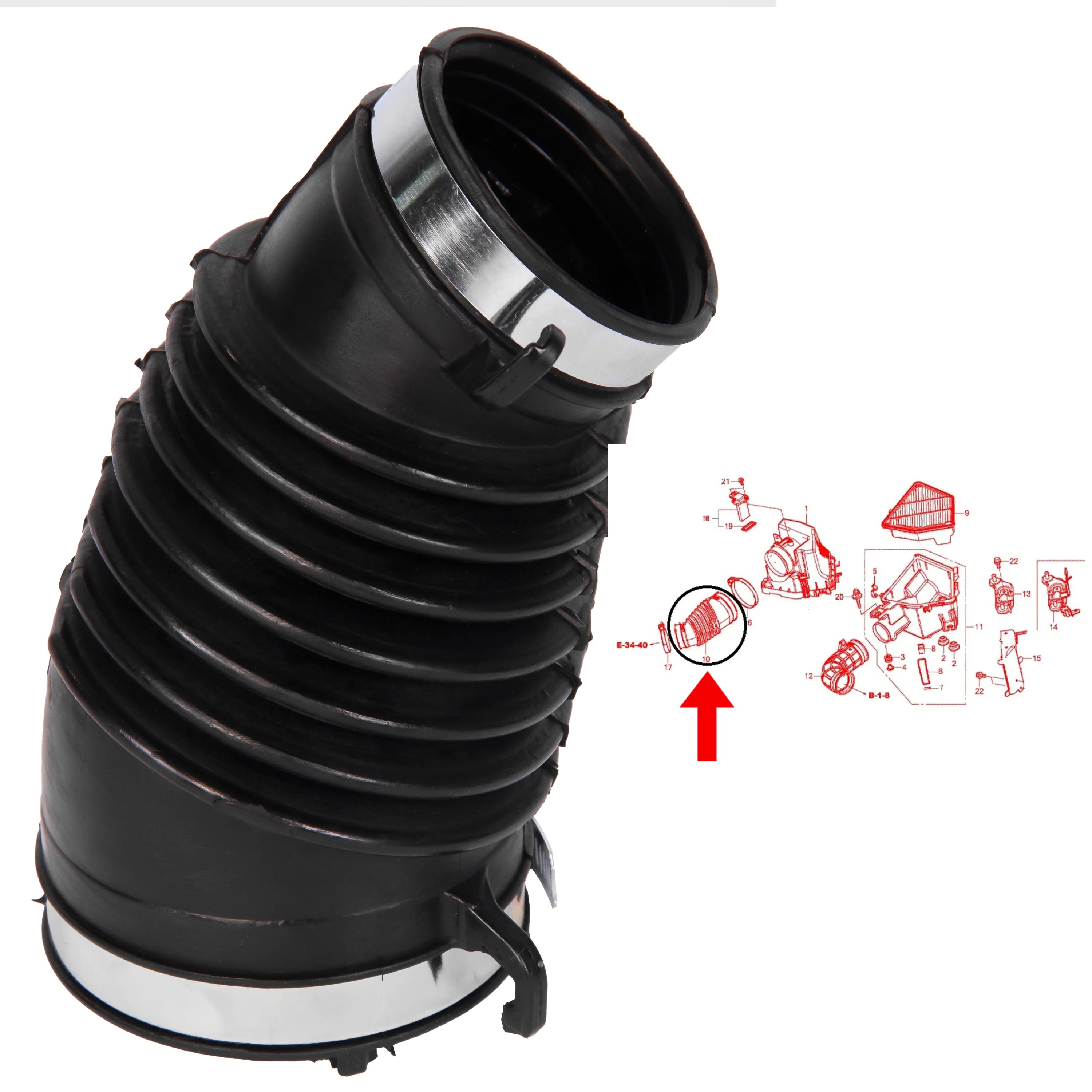 Air Filter Intake Hose Pipe Tube /w Clamp for Honda CR-V 1.6 17228R5ZG01 13-18