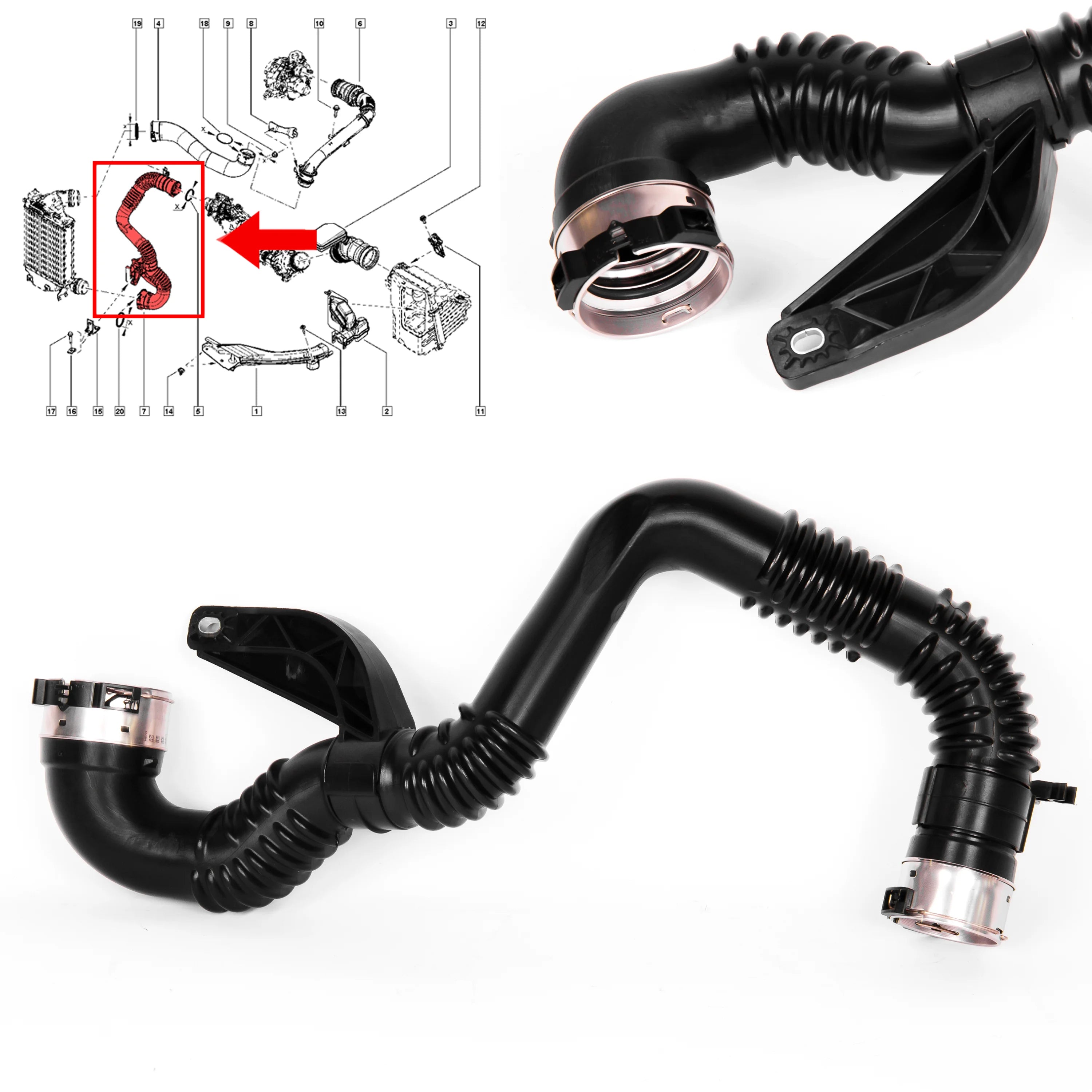 Turbo Intercooler Hose Pipe for Renault Kadjar Nissan Qashqai 1.6 DCi 144604EB0B - BUYDAY - Car Intercooler Systems