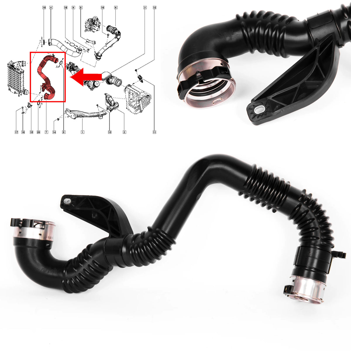Turbo Intercooler Hose Pipe for Renault Kadjar Nissan Qashqai 1.6 DCi 144604EB0B - BUYDAY - Car Intercooler Systems