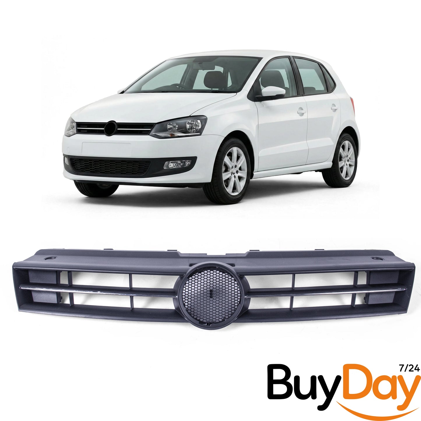 VW Polo 2009-2014 Front Upper Main Grille Black With Chrome Moulding 6R0853651C