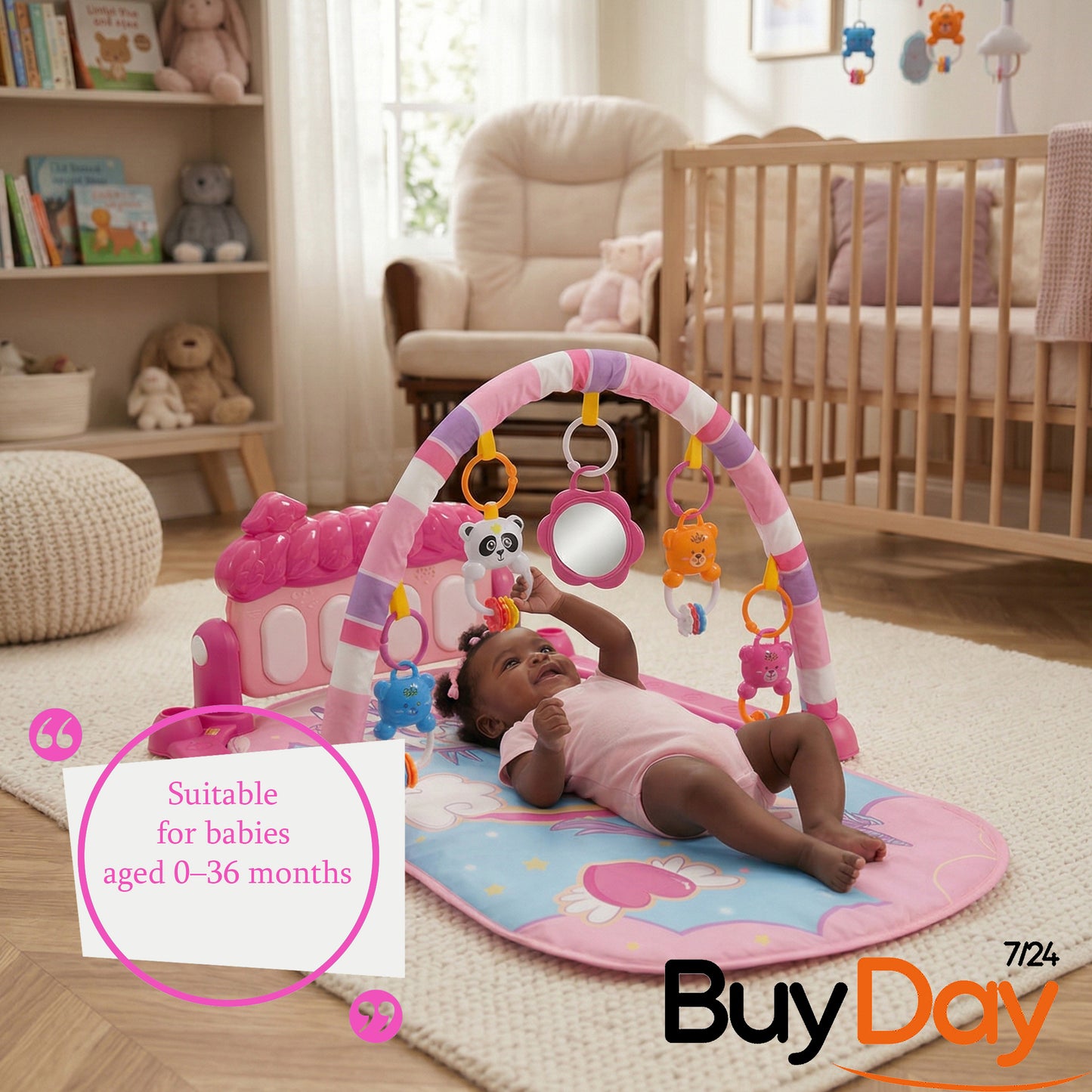 Gym Play Mat Baby Newborn Kid Pink Fitness Music Lay Fun Piano Music Kid Gift