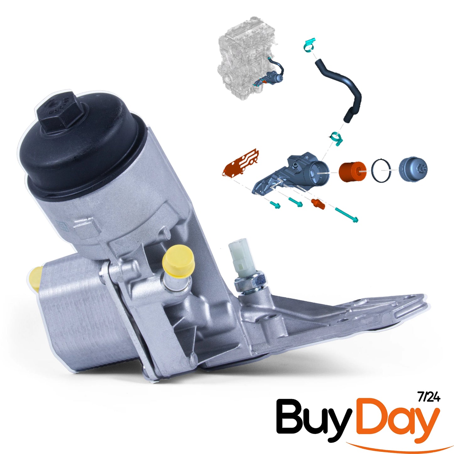 Oil Cooler And Housing + Gasket + Filter Compatible With Ranger 2.2 3.2 1746665 (2011+Onwards)