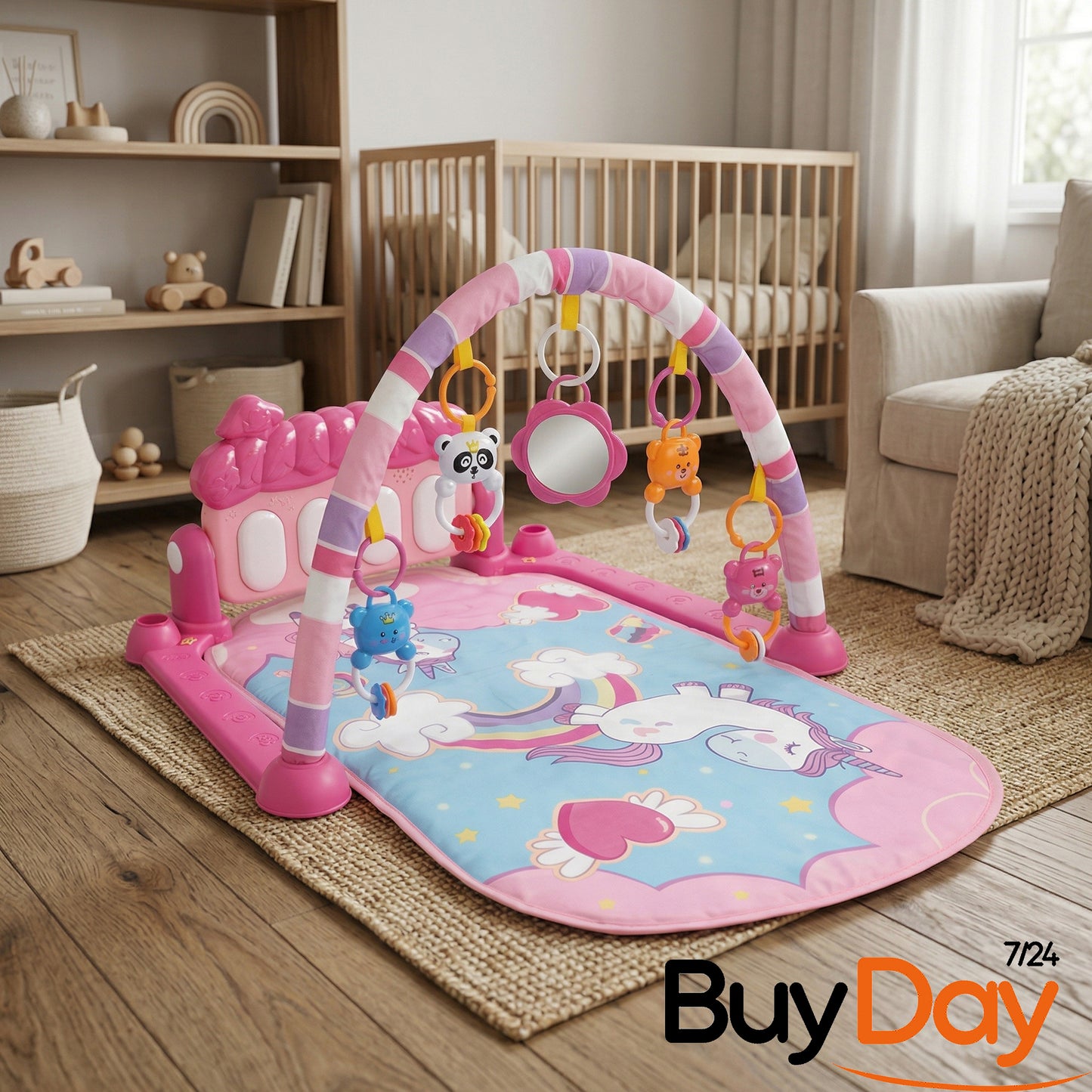 Gym Play Mat Baby Newborn Kid Pink Fitness Music Lay Fun Piano Music Kid Gift