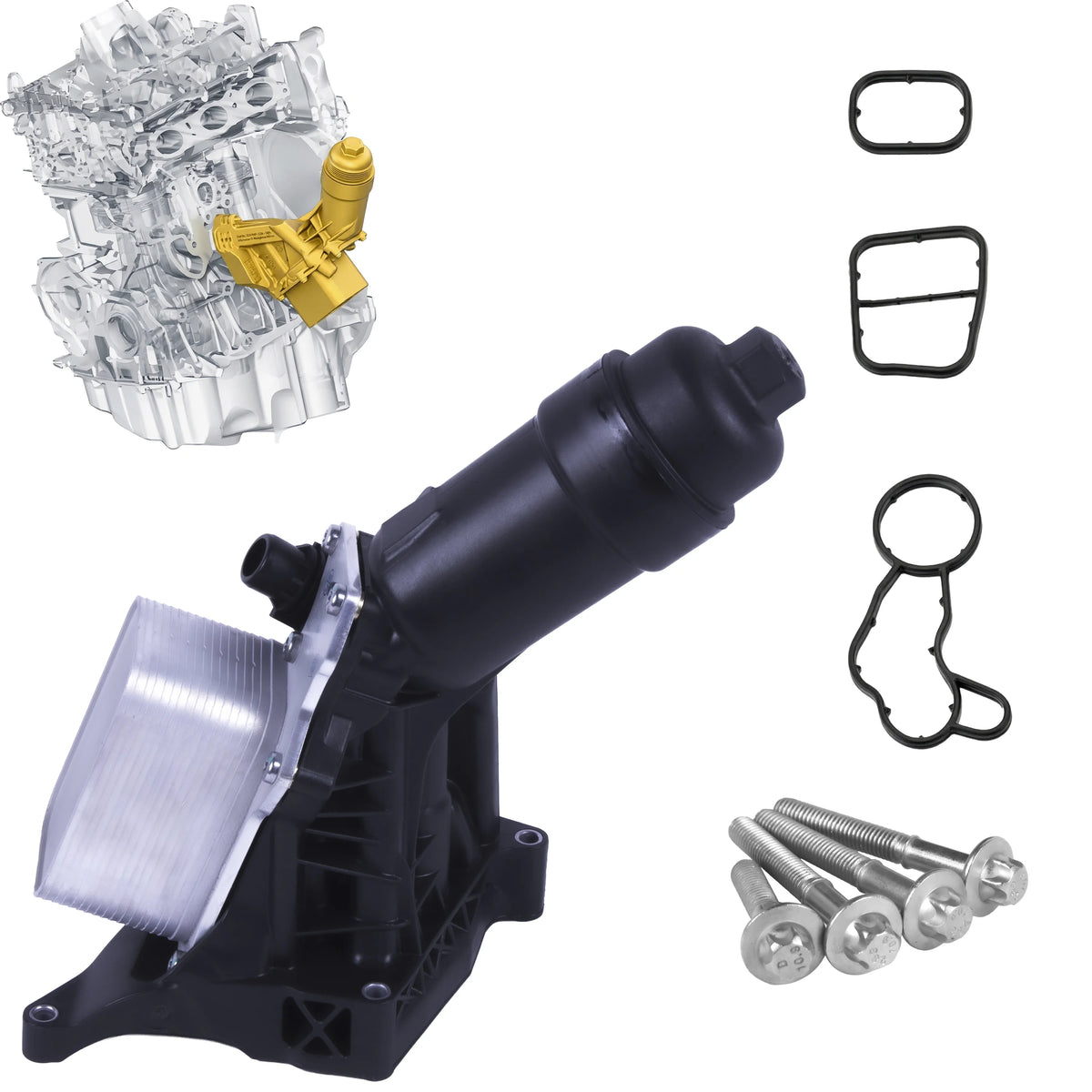 Oil Filter Housing & Cooler & Gaskets for BMW 1 2 3 4 5 Series X3 X4 11428596283 - BUYDAY - Car Engine Performance Upgrades