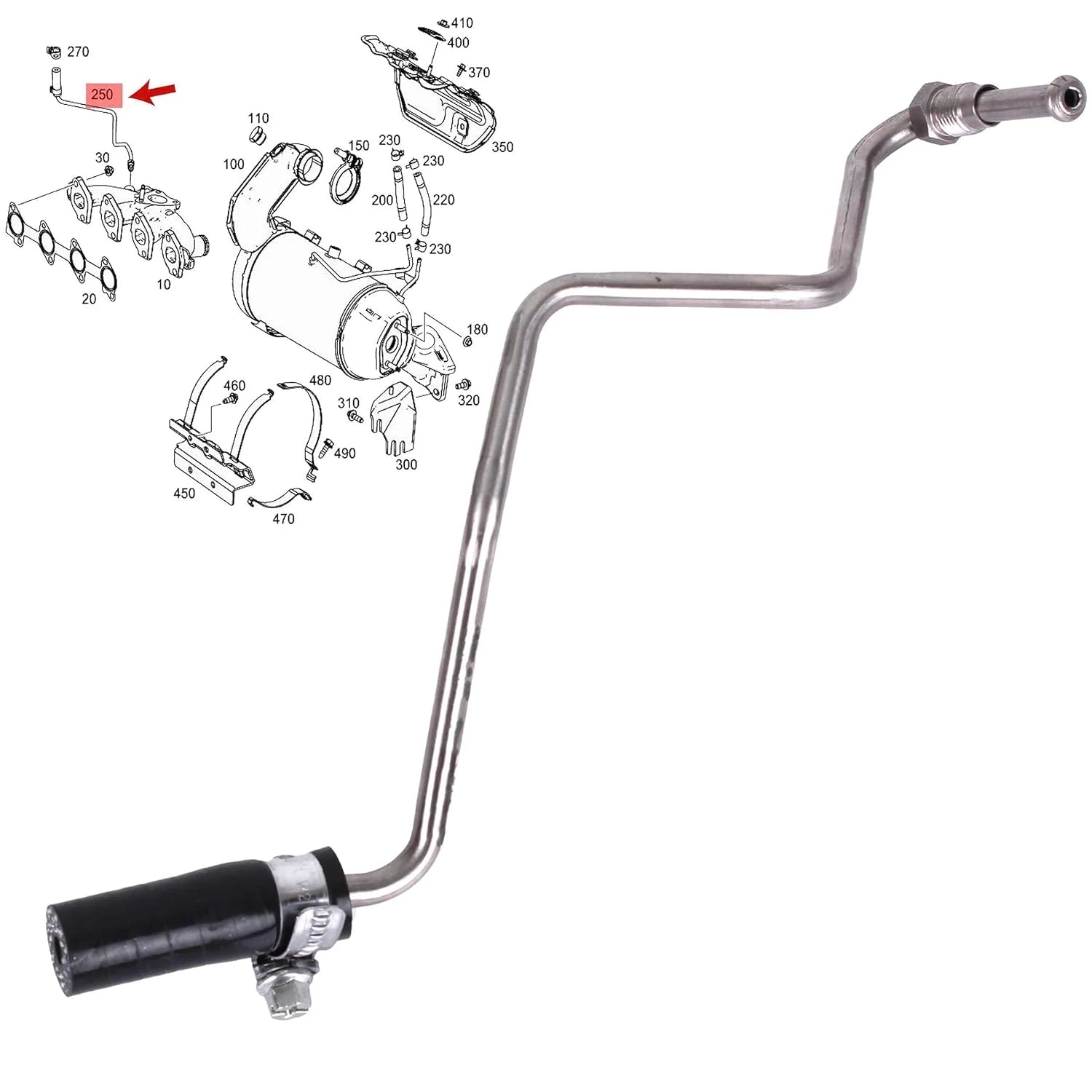 Exhaust Pressure Sensor Pipe for Mercedes-Benz A-Class 223211870R (N-Piece)