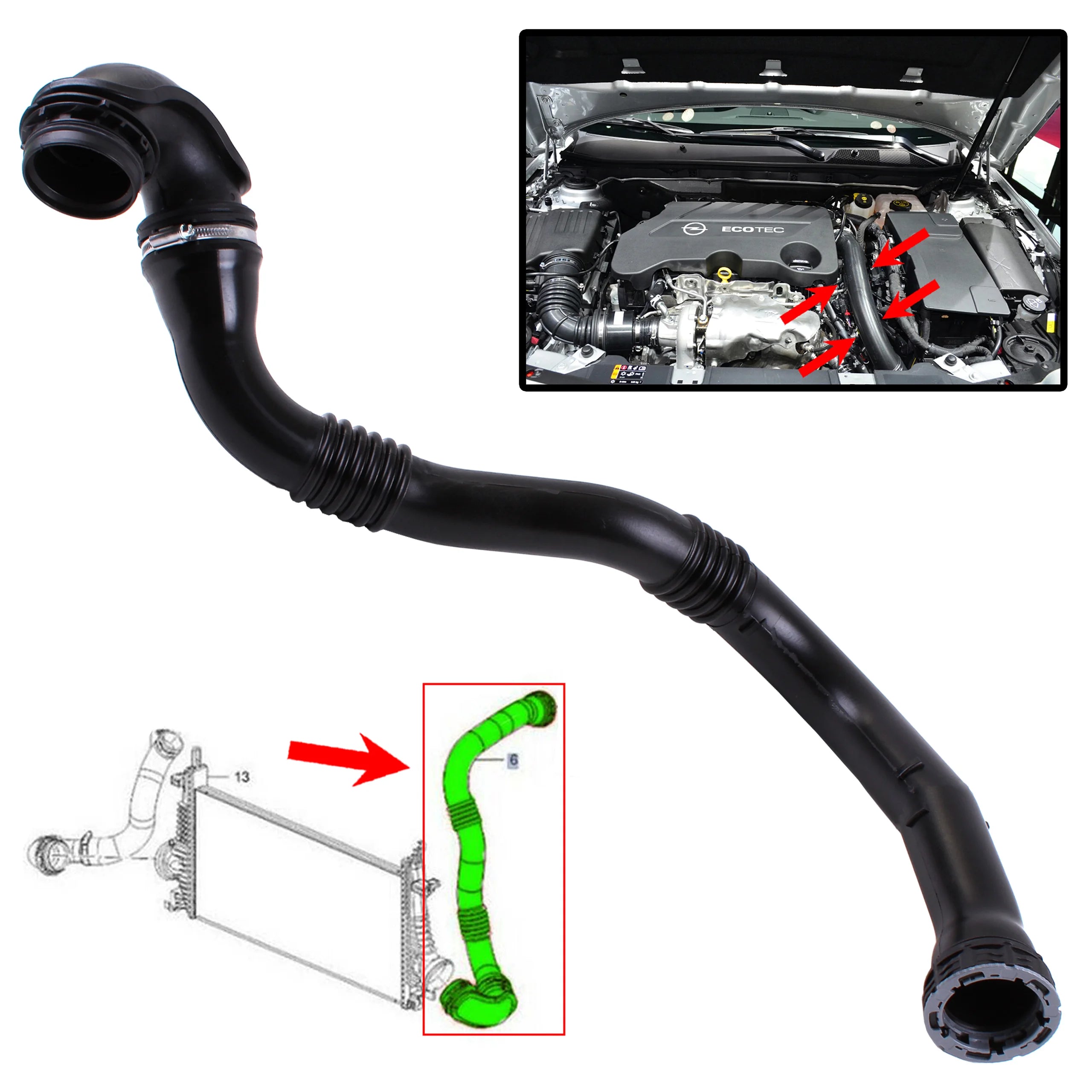Turbo Intercooler Hose Pipe for Vauxhall Insignia 1.6 2.0 1302288 13419441