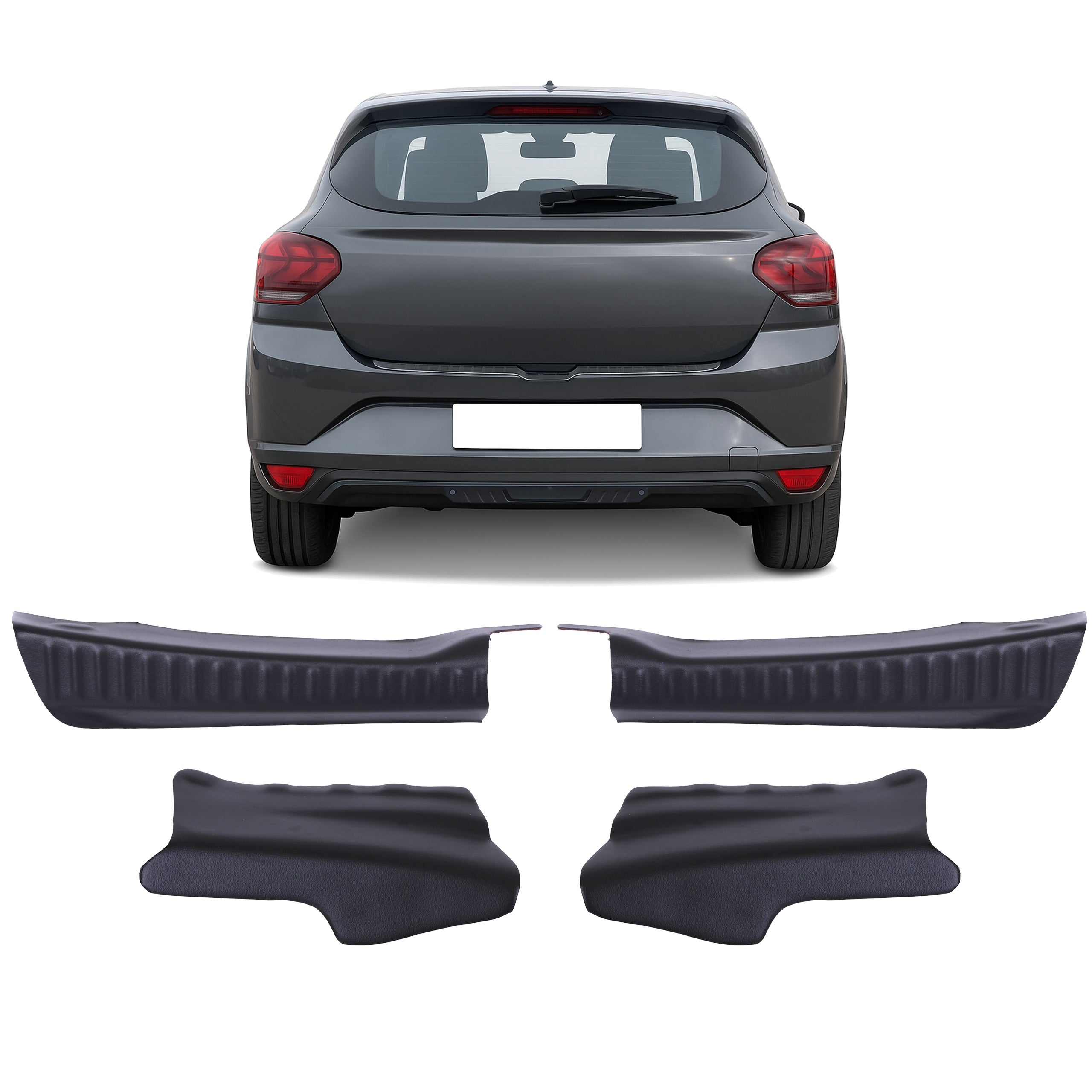 4 Pcs Luggage Protection Threshold Black ABS For Dacia Sandero (2021-Onwards) - Detail View - BUYDAY