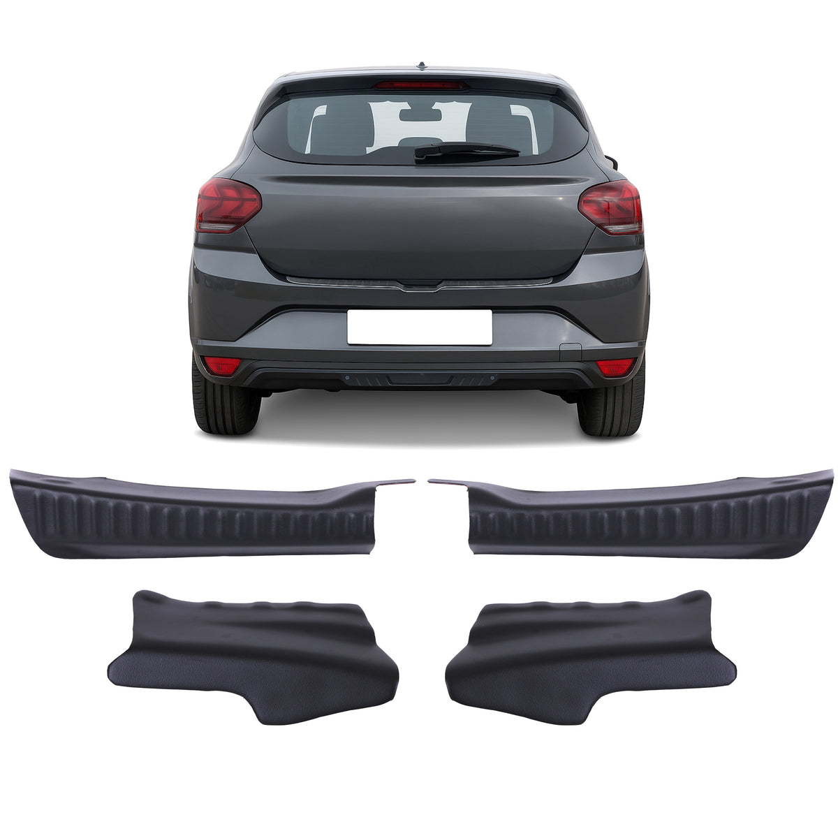 4 Pcs Luggage Protection Threshold Black ABS For Dacia Sandero (2021-Onwards) - Detail View - BUYDAY