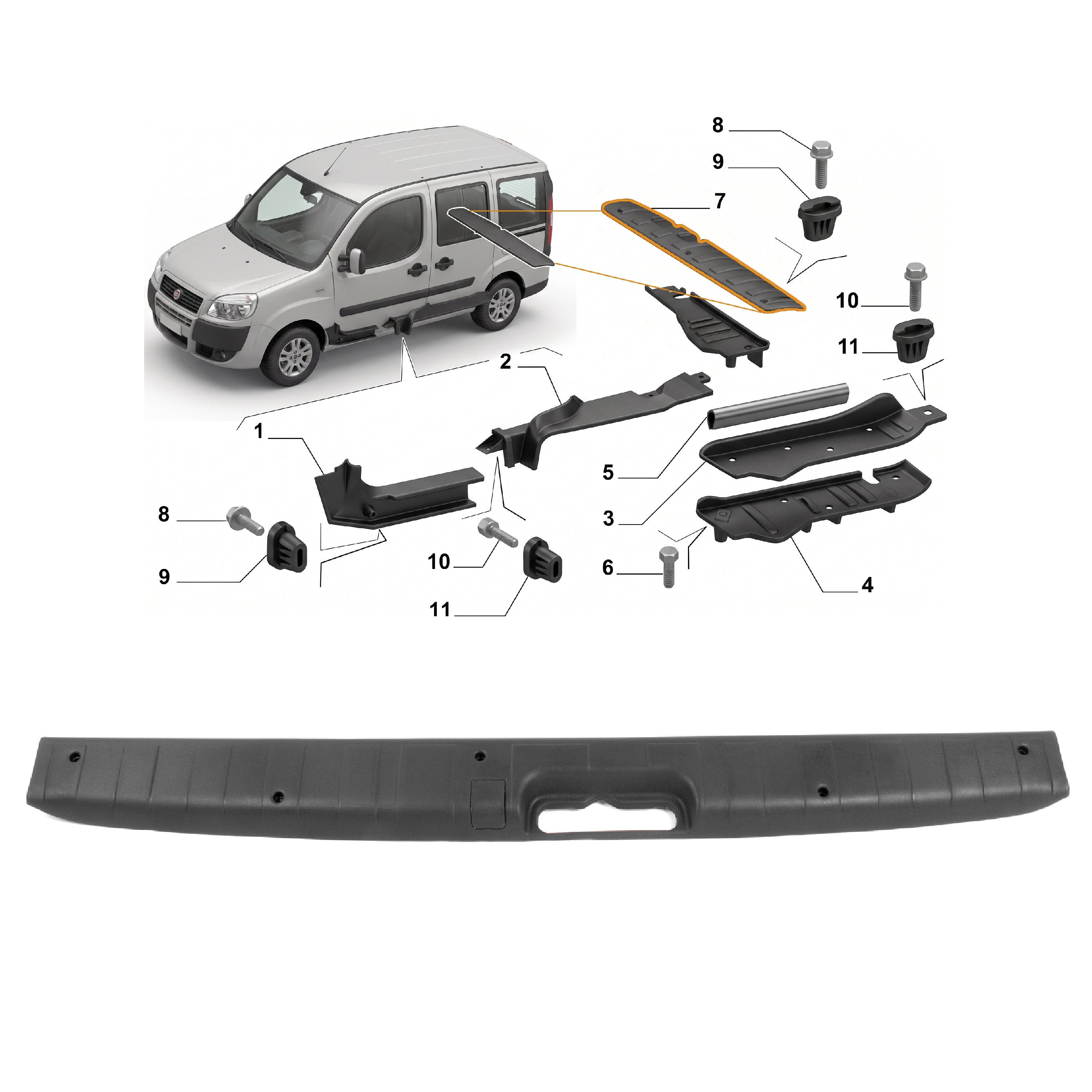Rear Quarter Panel Cover Moulding Bumper Strip Trim For Fiat (2006-2023) 7352869 - Detail View - BUYDAY