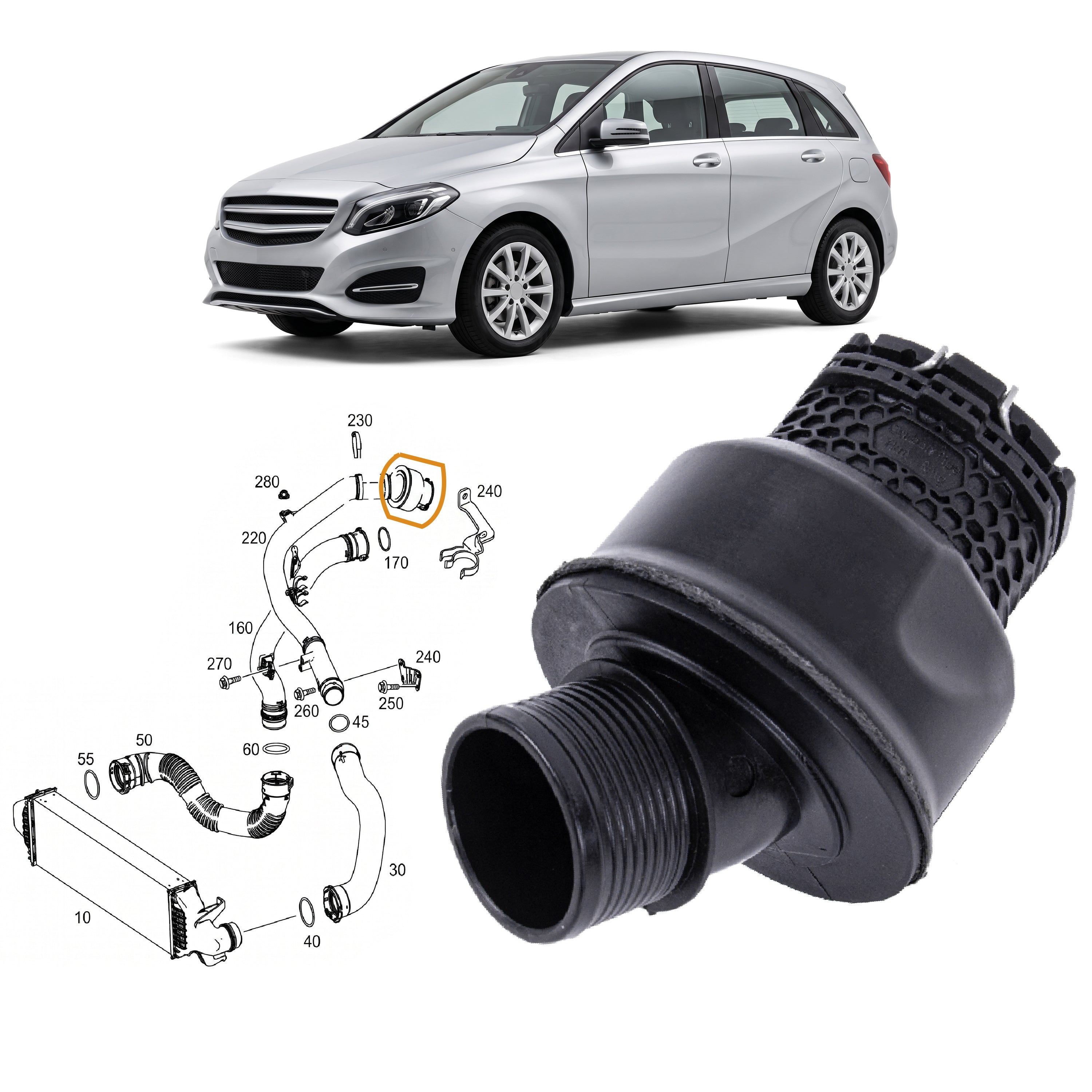 Turbo Hose Resonator for Mercedes Benz A-Class 160 CDI 180 CDI A6070940182 - Detail View - BUYDAY