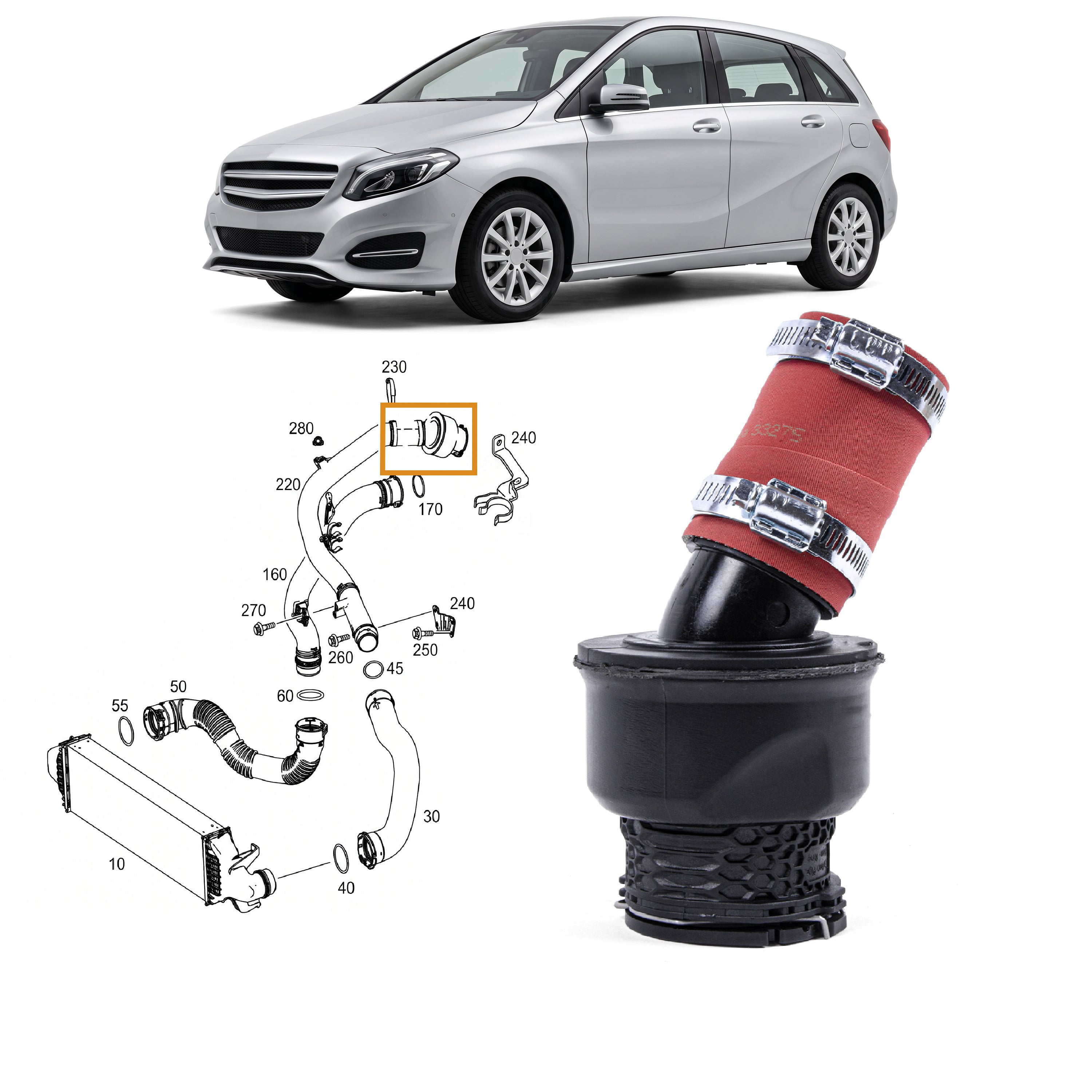 Turbo Hose Charge Air Hose For Mercedes A-Class 160 CDI 180 CDI A6070900300 - Detail View - BUYDAY