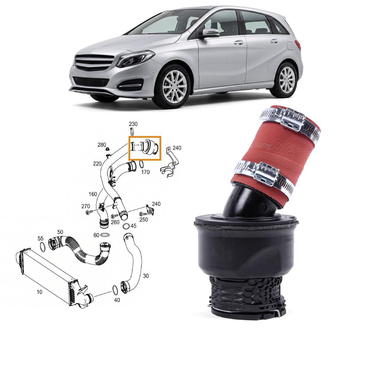 Turbo Hose Charge Air Hose For Mercedes A-Class 160 CDI 180 CDI A6070900300 - Detail View - BUYDAY