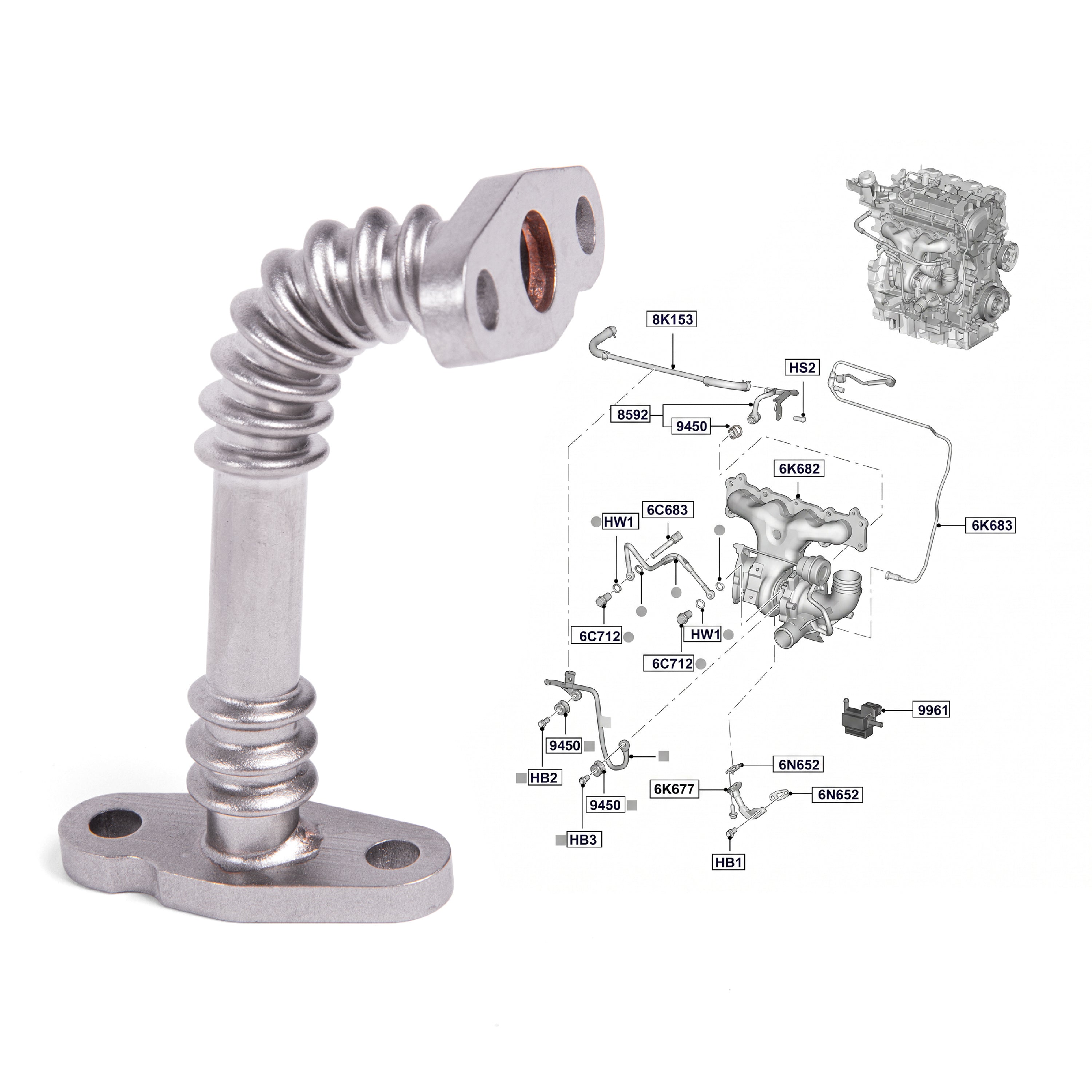 Turbo Lubrication Pipe for Land Rover Discovery Sport 2.0 2015+ 240HP LR025518 - BUYDAY Auto Parts