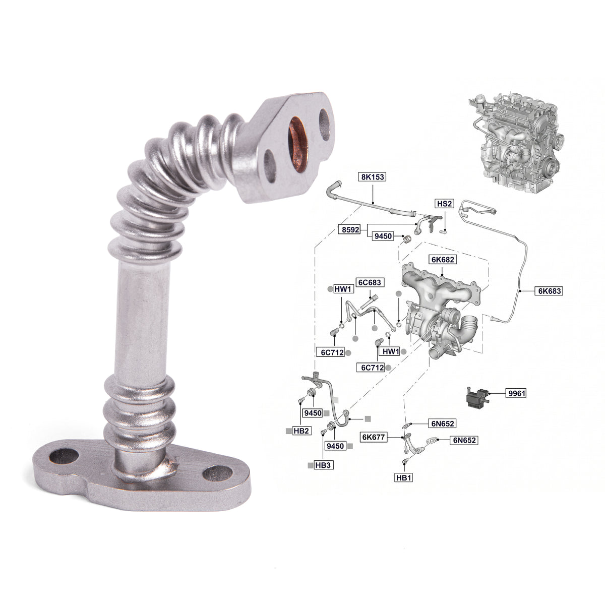 Turbo Lubrication Pipe for Land Rover Discovery Sport 2.0 2015+ 240HP LR025518 - BUYDAY Auto Parts