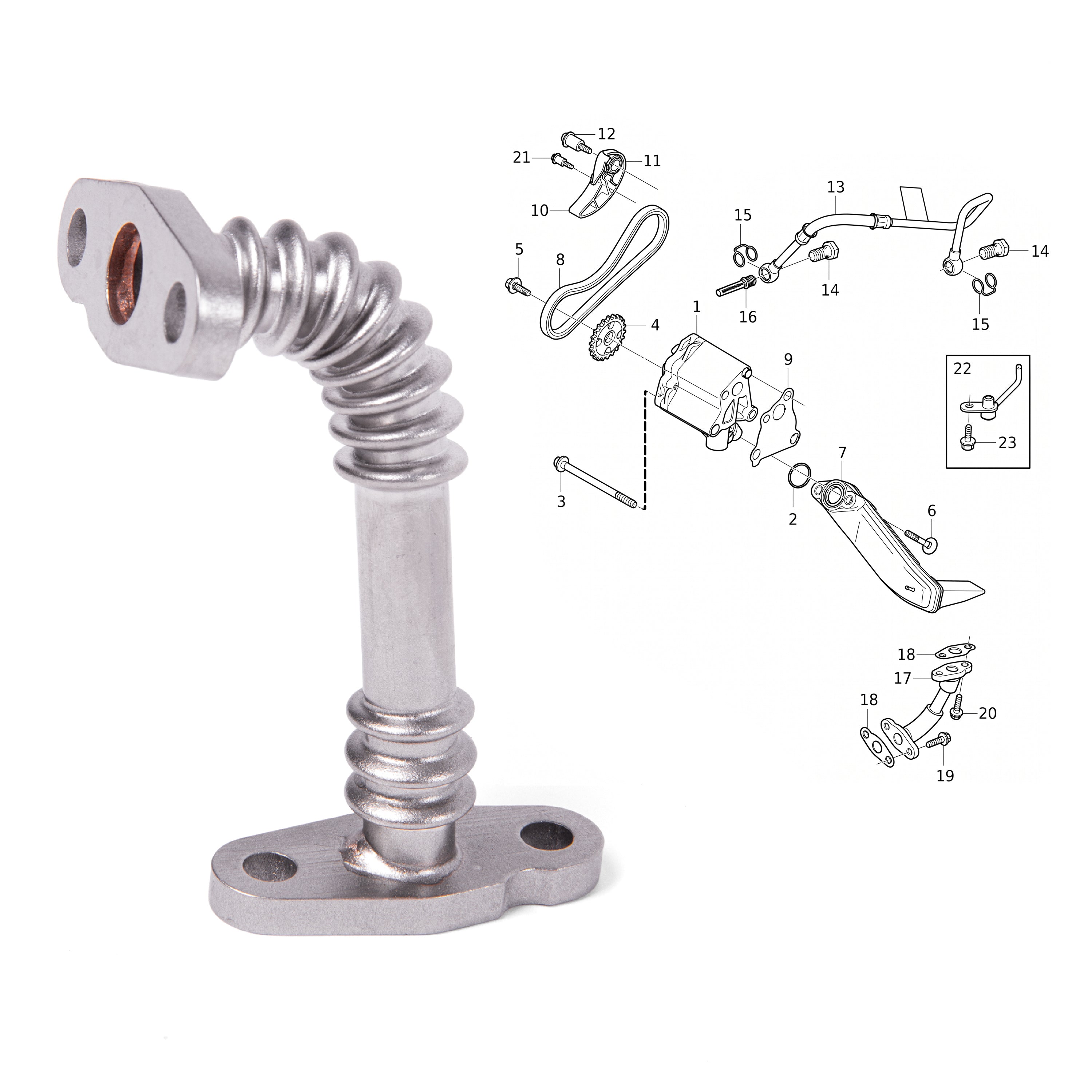 Turbo Lubrication Pipe for Land Rover Discovery Sport 2.0 2015+ 240HP LR025518 - Detail View - BUYDAY