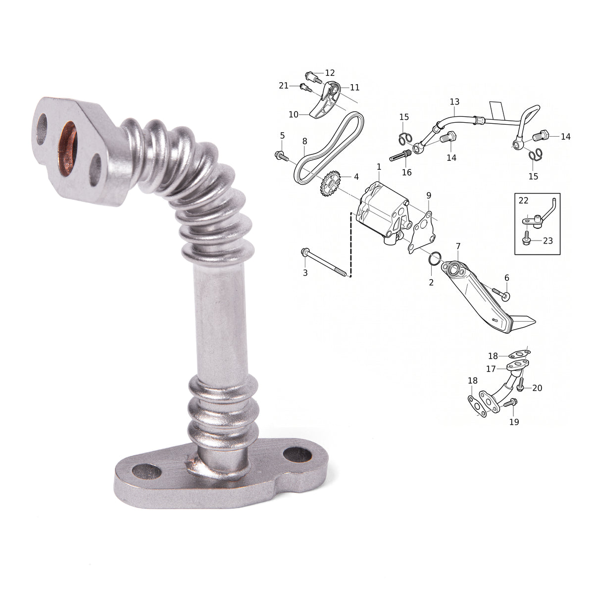Turbo Lubrication Pipe for Land Rover Discovery Sport 2.0 2015+ 240HP LR025518 - Detail View - BUYDAY