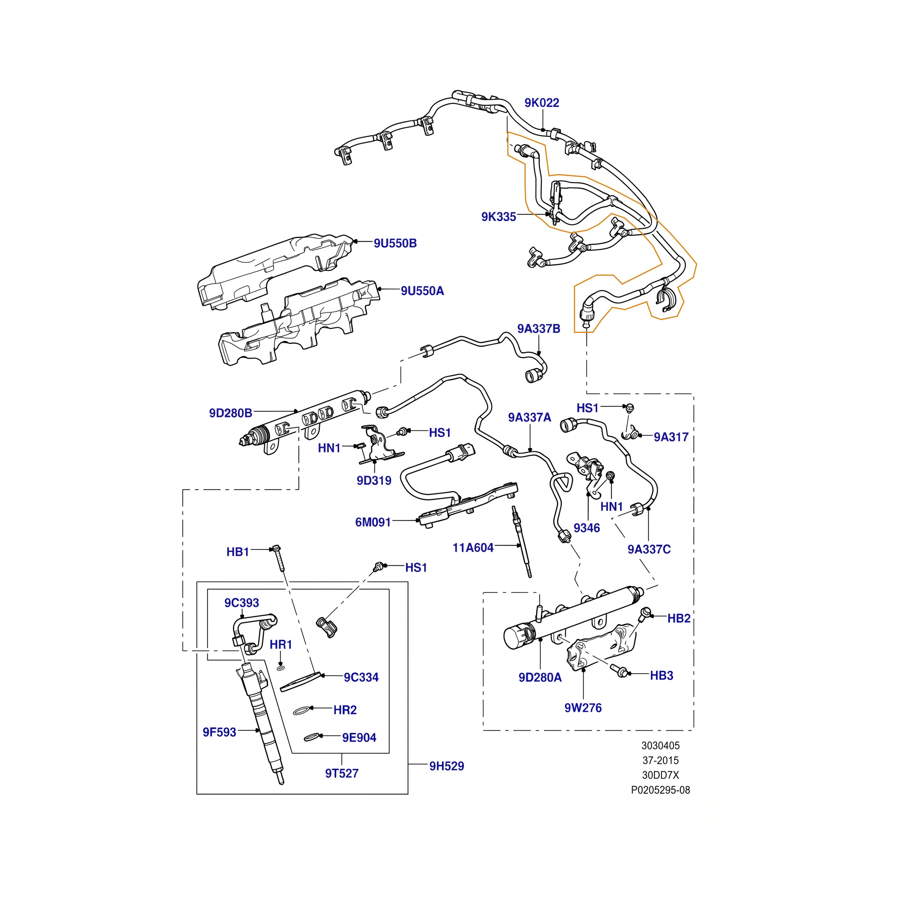 Injector Leak Off Return Pipe For Land Rover Range Rover IV 3.0 Diesel LR021871 - Detail View - BUYDAY