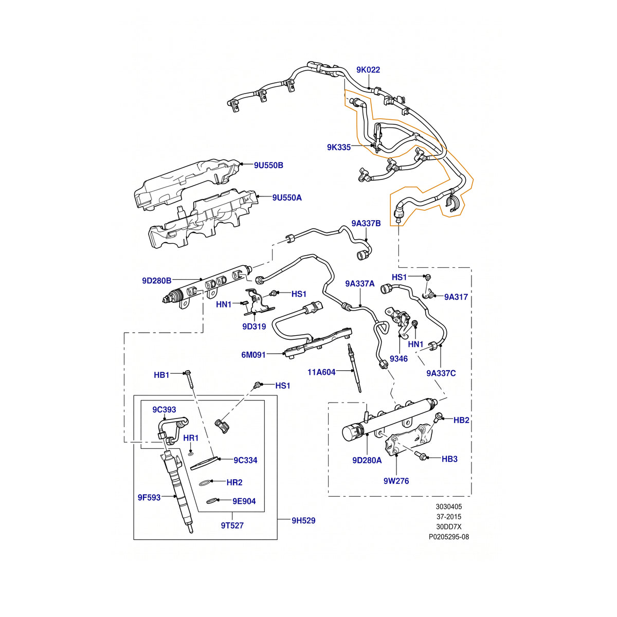 Injector Leak Off Return Pipe For Land Rover Range Rover IV 3.0 Diesel LR021871 - Detail View - BUYDAY